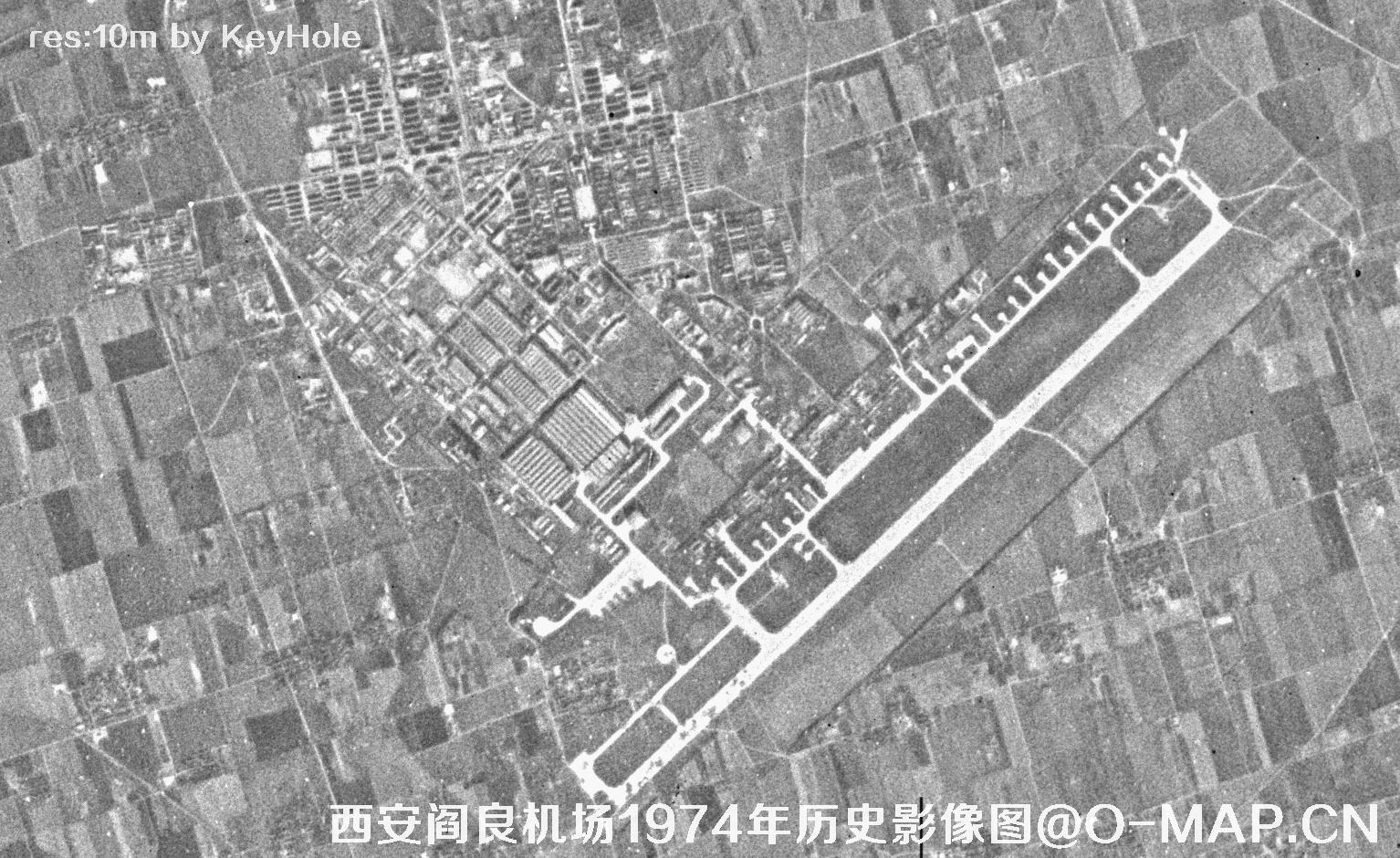 陕西省阎良机场1974年历史影像图