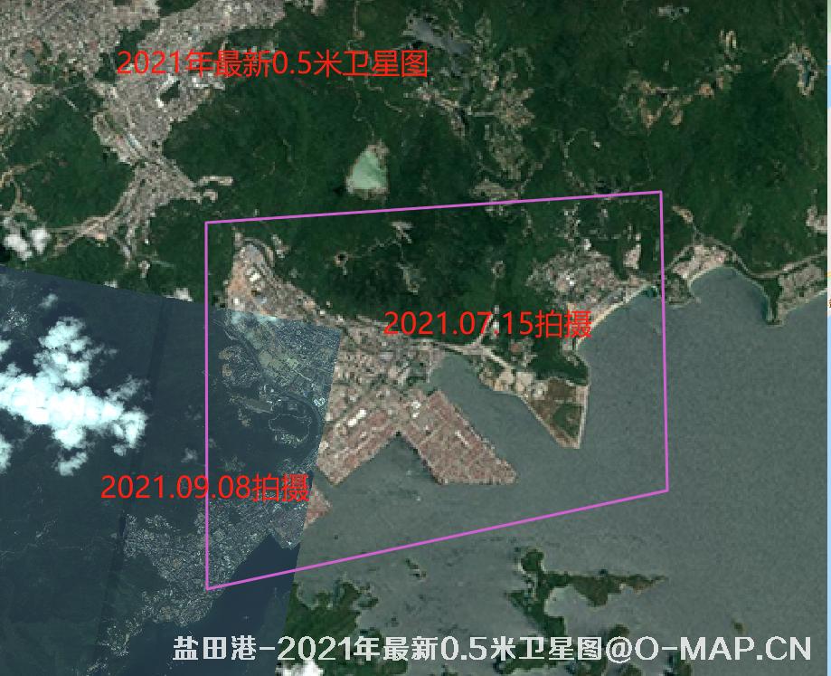 广东省深圳市盐田港2021年最新高清卫星图