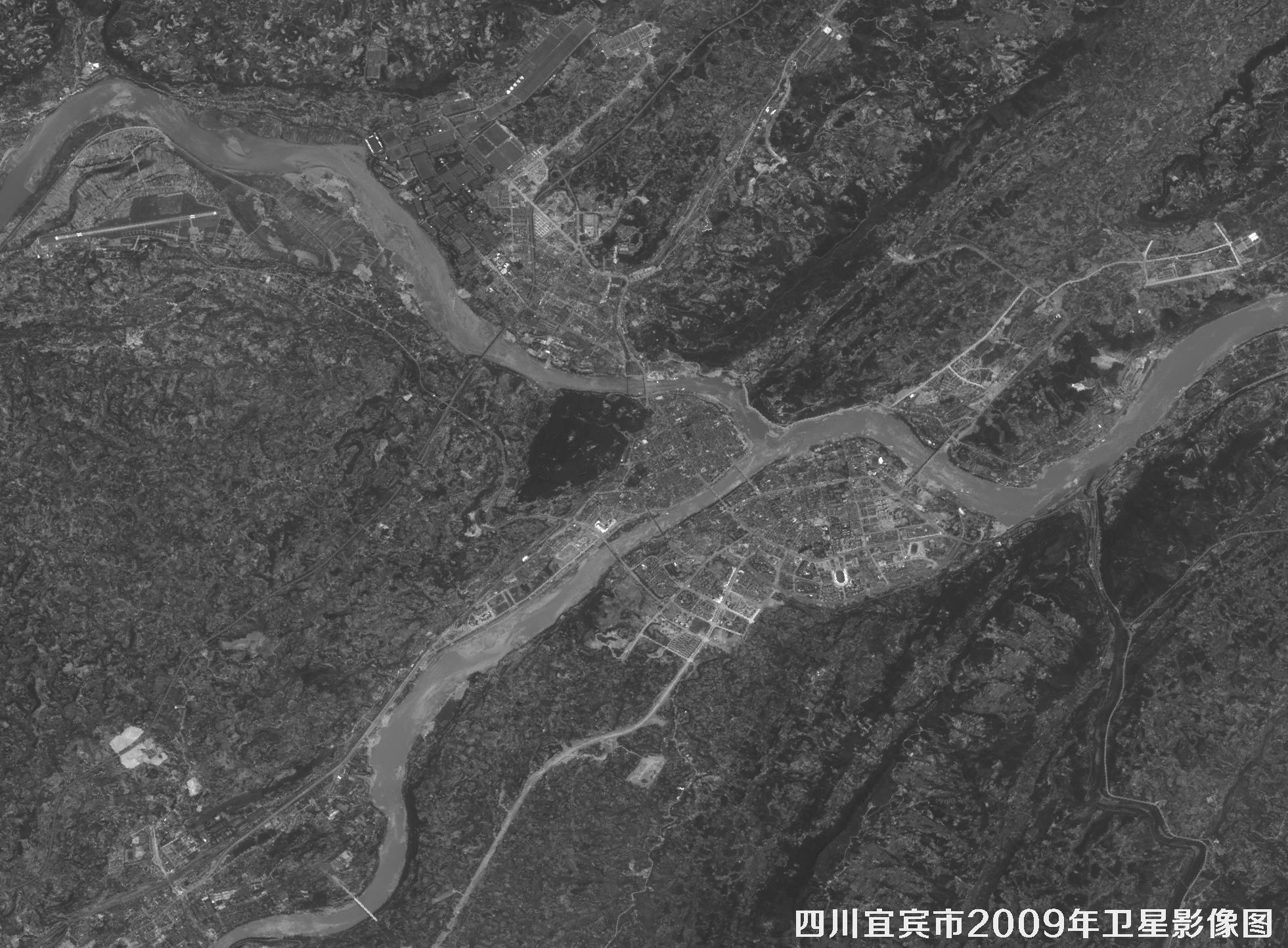 四川省宜宾市2009年黑白历史卫星图