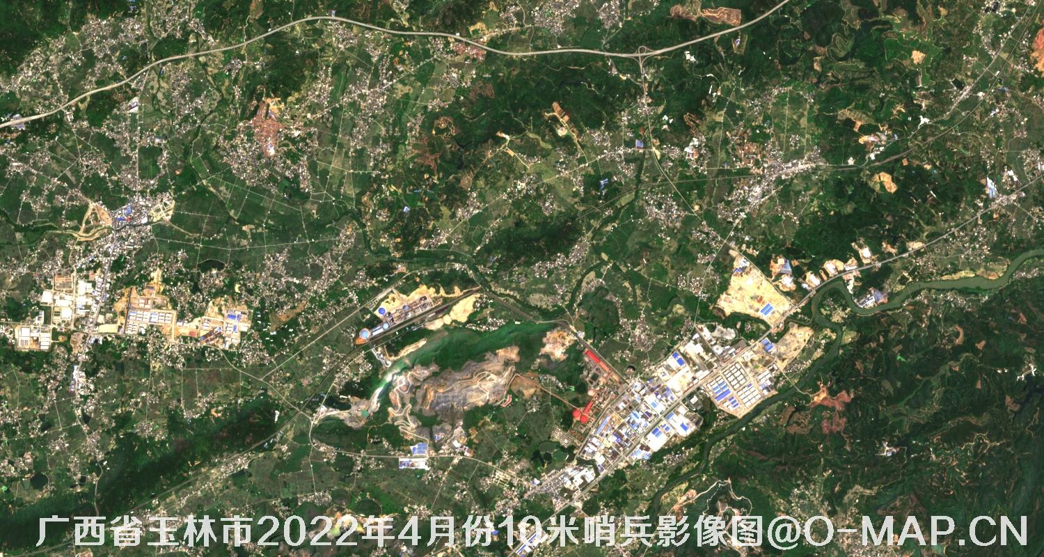 广西省玉林市2022年4月份最新10米Sentinel2A哨兵卫星影像图