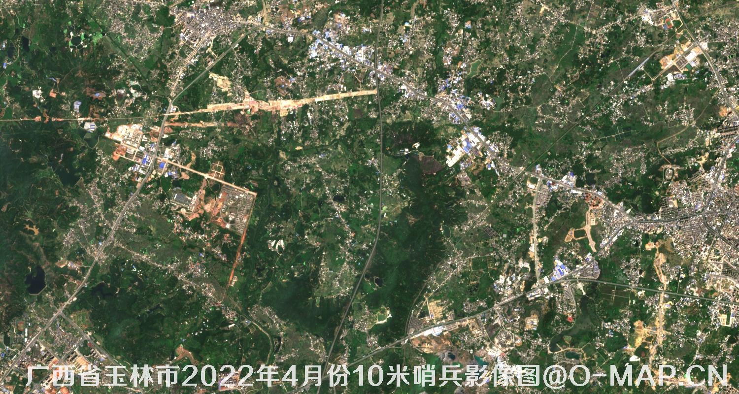 广西省玉林市2022年4月份最新10米Sentinel2A哨兵卫星影像图