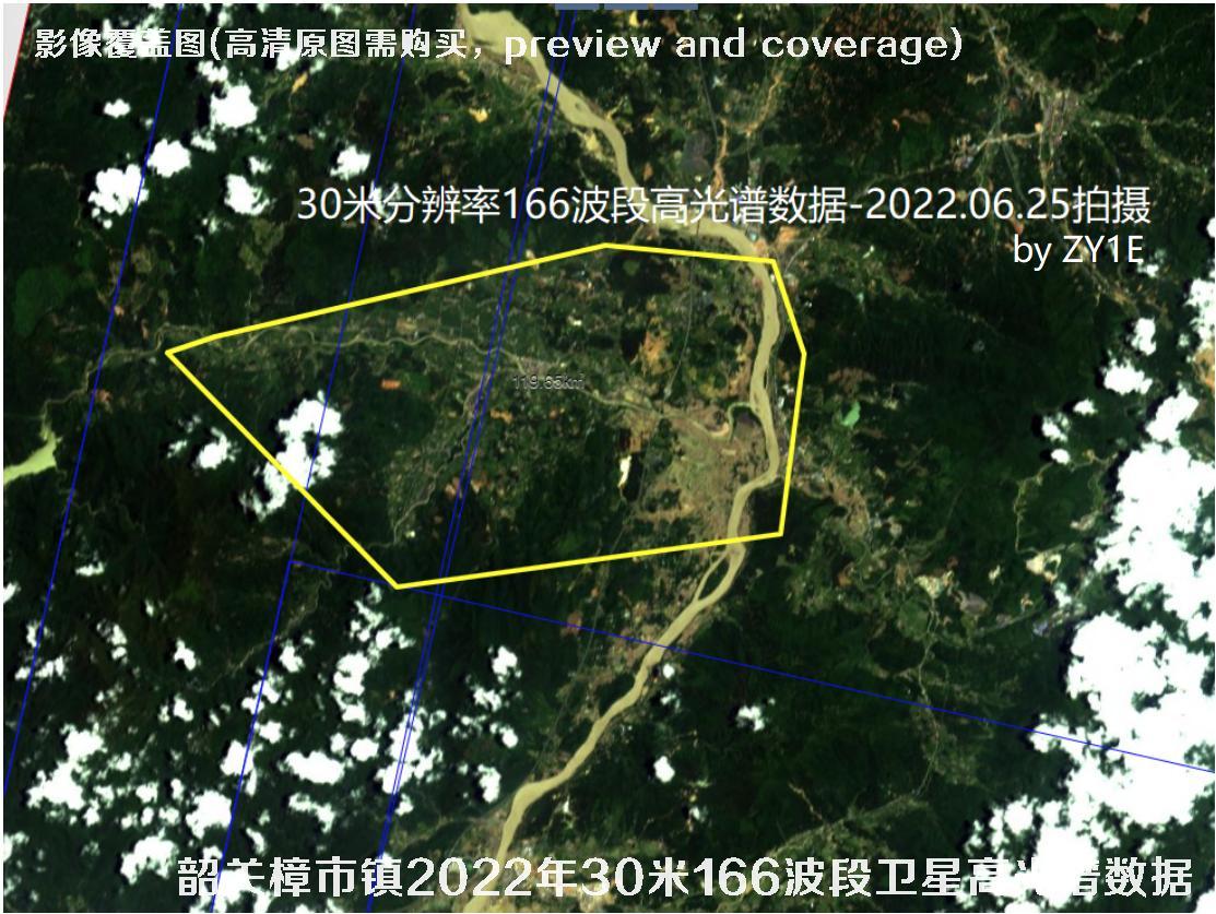 韶关樟市镇2022年【5米20波段-5米20波段-100米115波段-30米166波段-10米11波段】高光谱影像数据