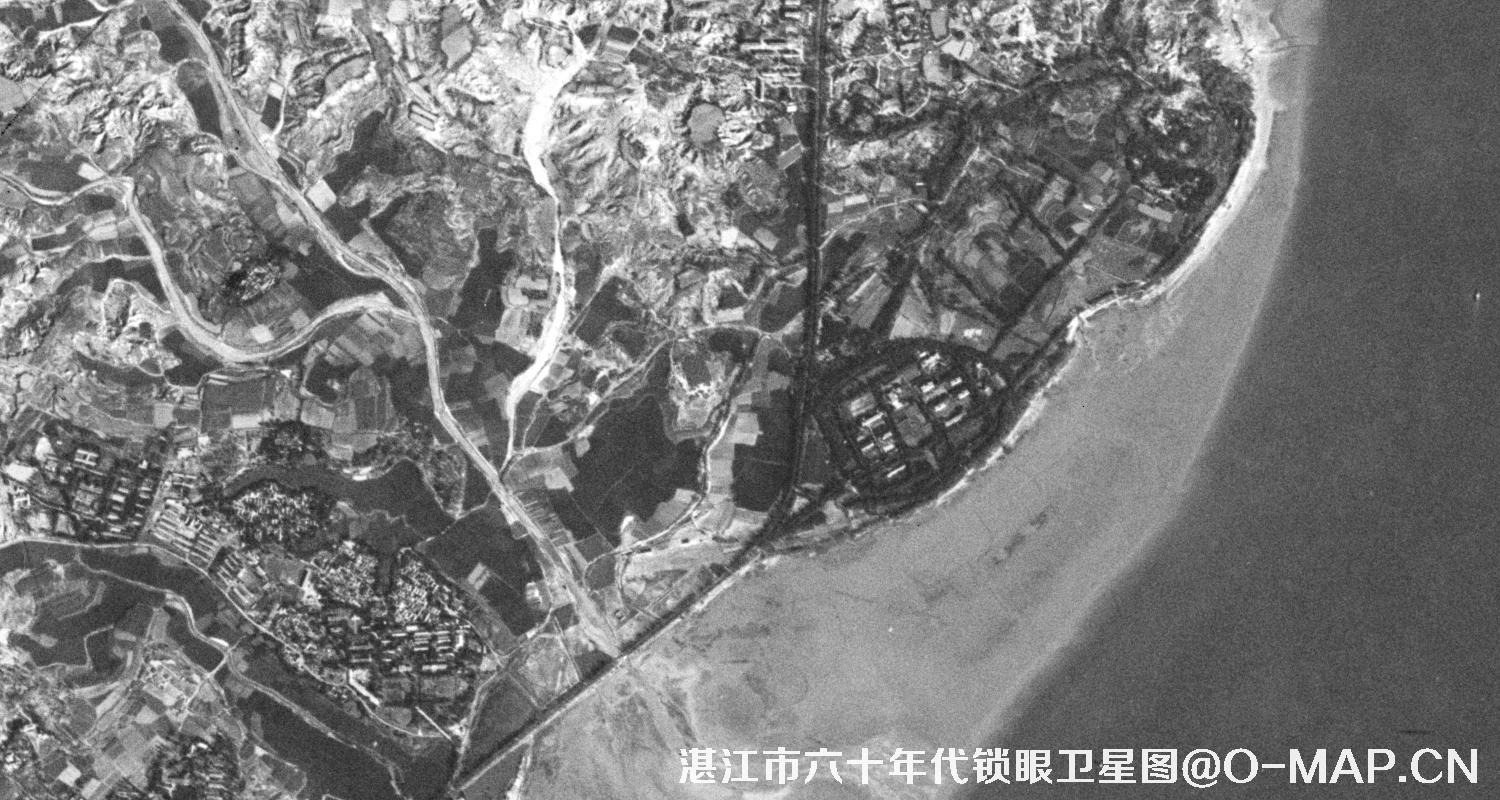 KeyHole锁眼卫星拍摄的湛江市六十年代历史卫星图