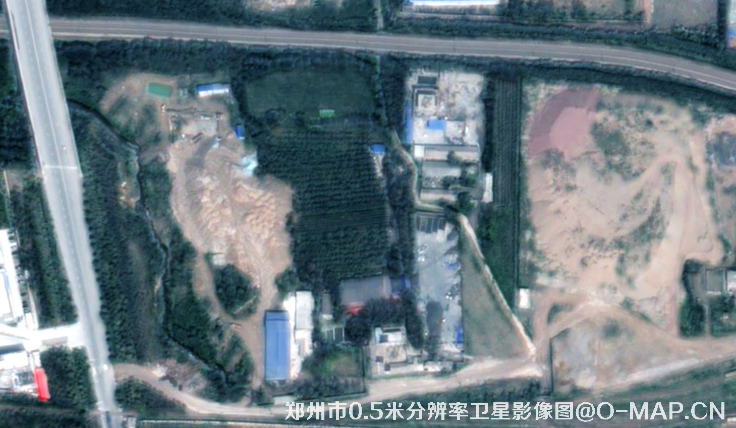 0.5米分辨率拍摄的河南省郑州市厂房高清卫星图片
