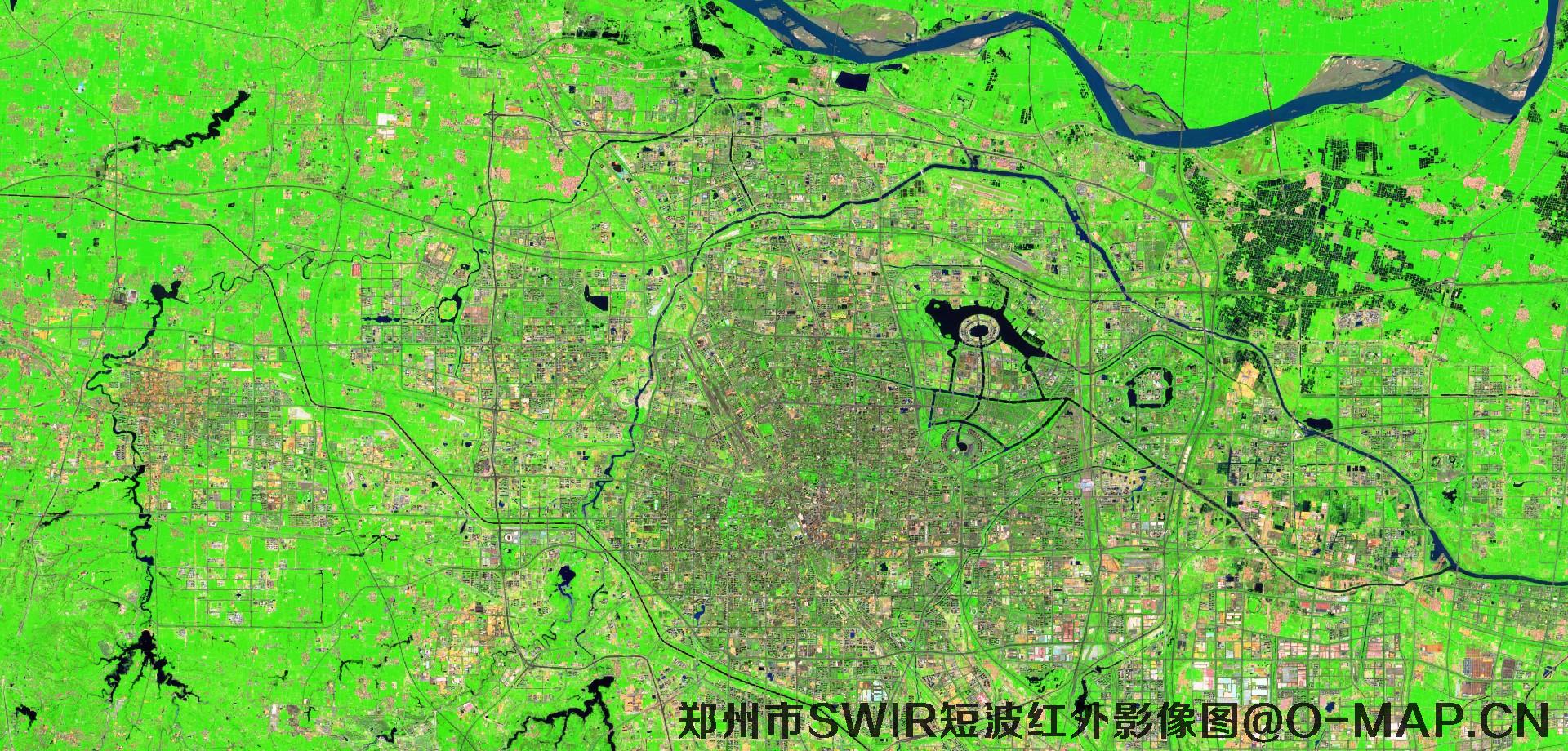 河南省郑州市SWIR短波红外影像图