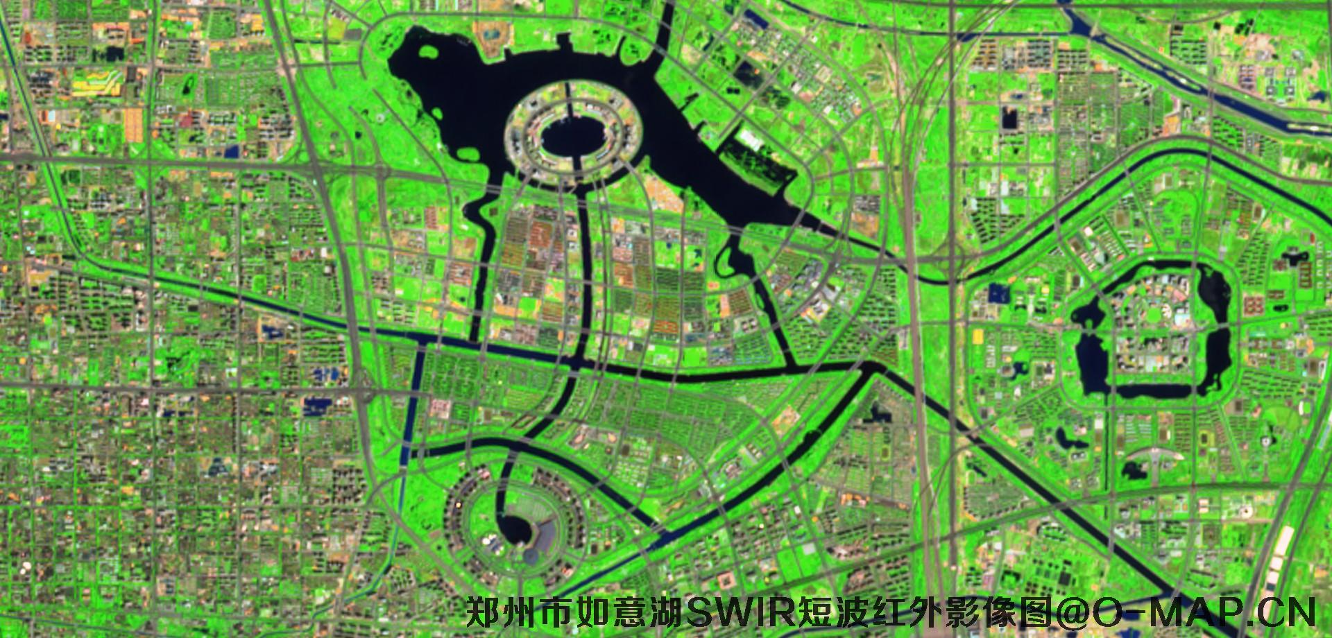 河南省郑州市如意湖SWIR短波红外影像图