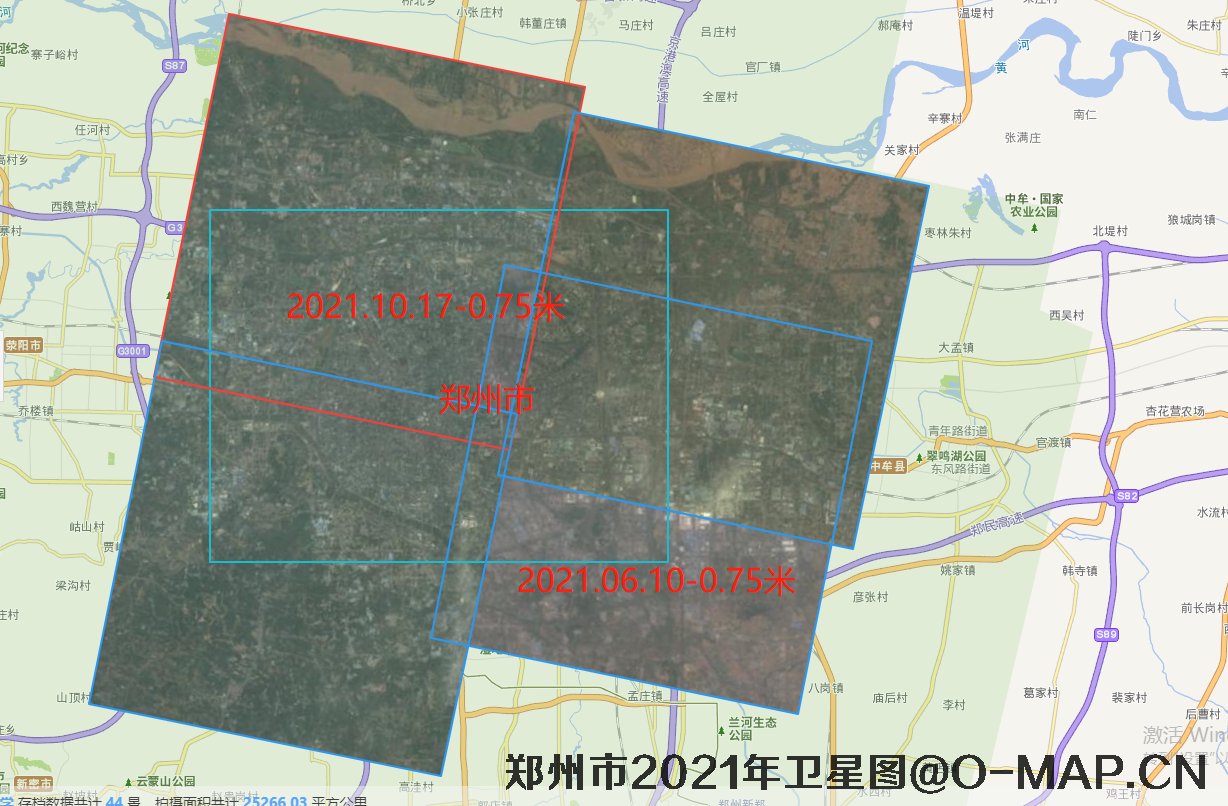 吉林一号卫星2021年拍摄的郑州市最新0.75m卫星图
