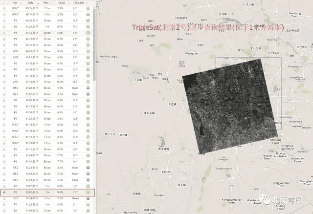 北京2号卫星影像存档数据查询方法-源自北京亿景图