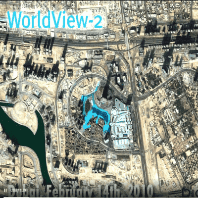 WorldView2卫星拍摄的迪拜塔卫星影像图