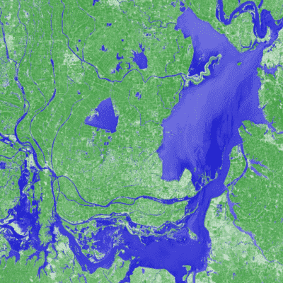 对洞庭湖水质进行监测的卫星遥感图