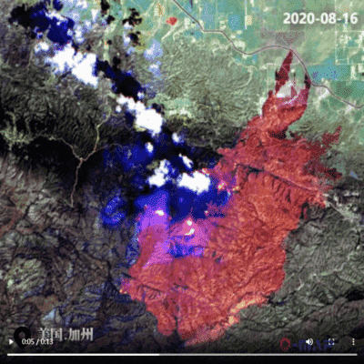 美国加州森林大火最新卫星影像图