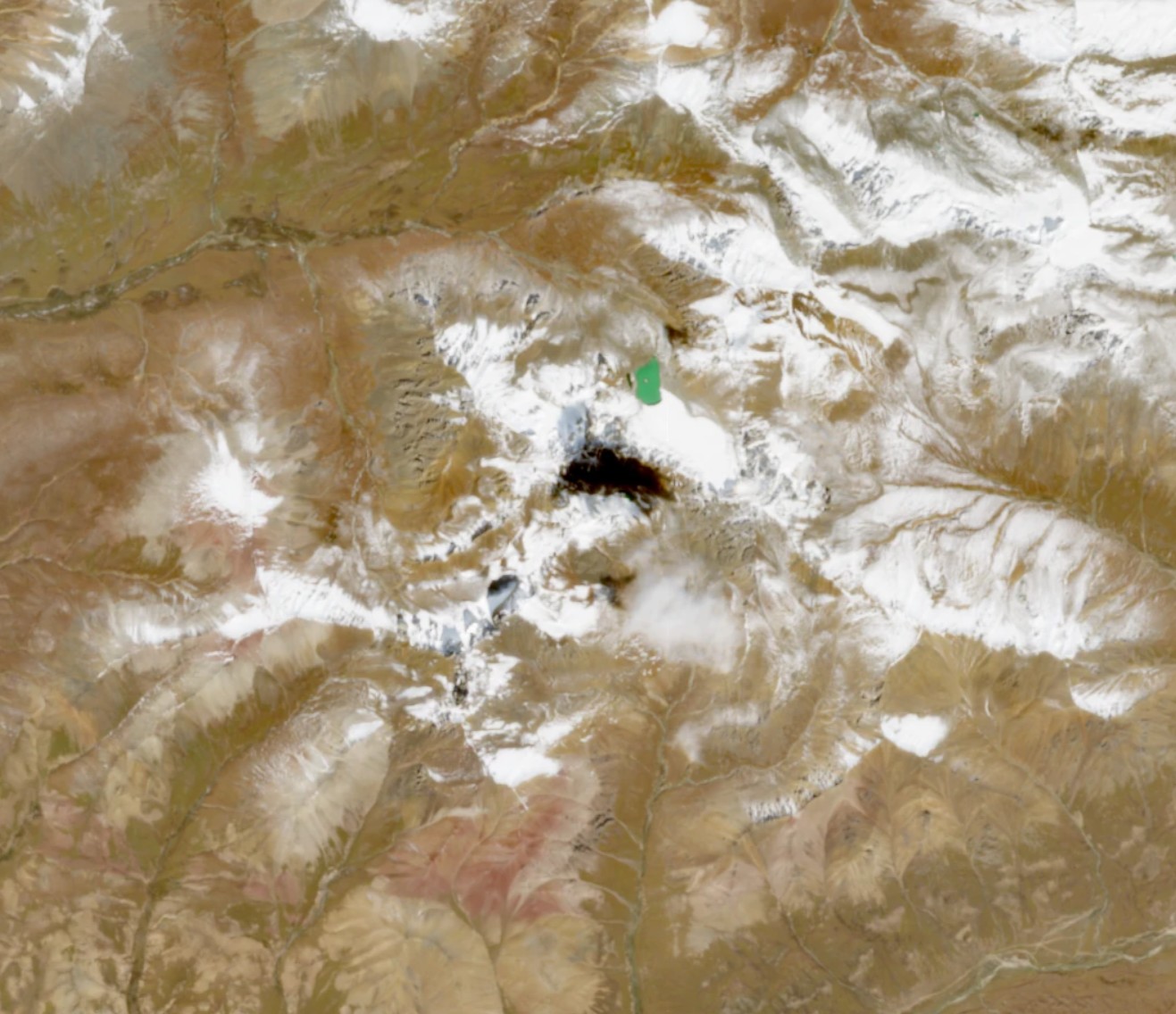 Satellite view of M5.7 epicenter in Baqing, Nagqu