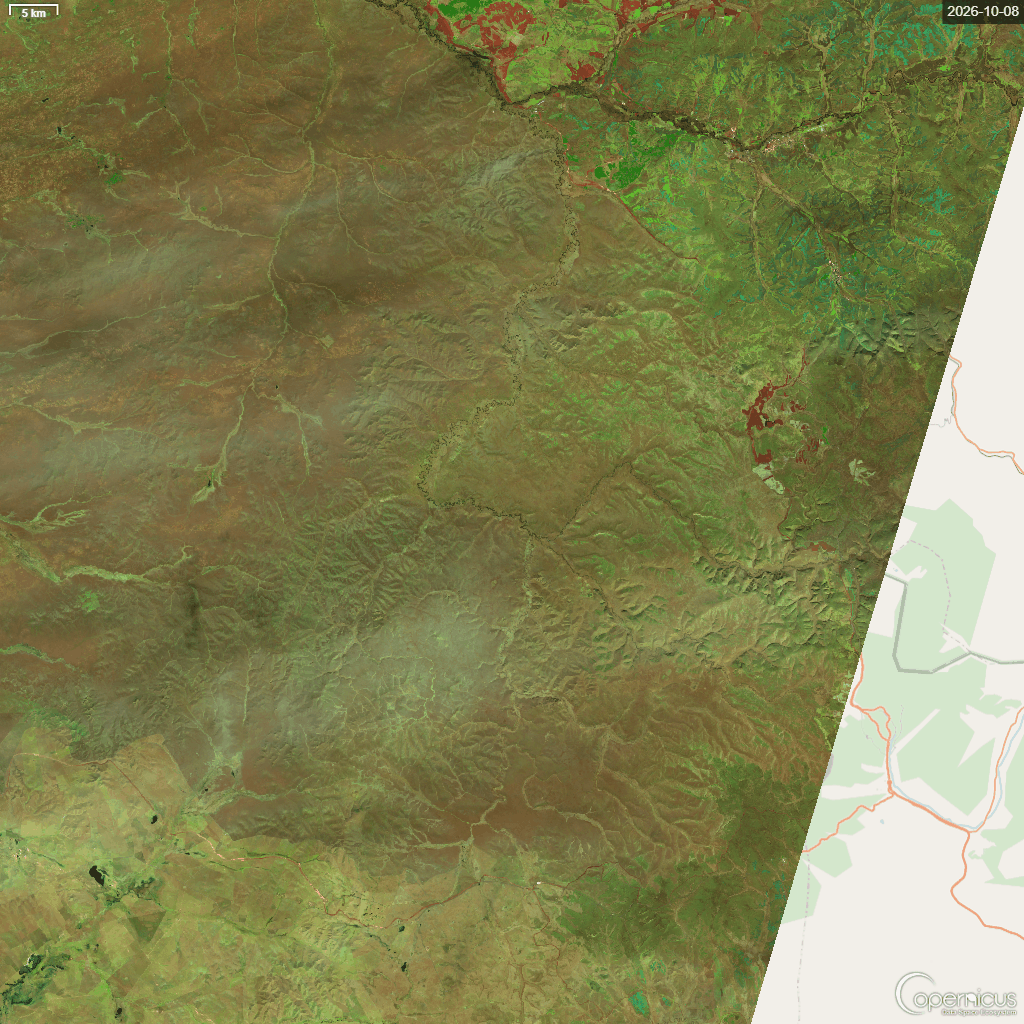Before-and-after satellite comparison of Numrug Strictly Protected Area fire, Mongolia