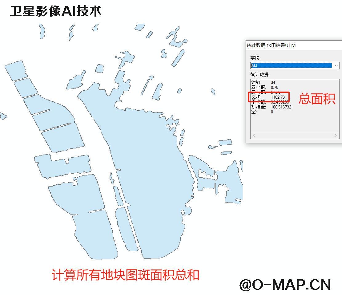AI基于卫星影像提取水田地块分布图斑以及面积统计
