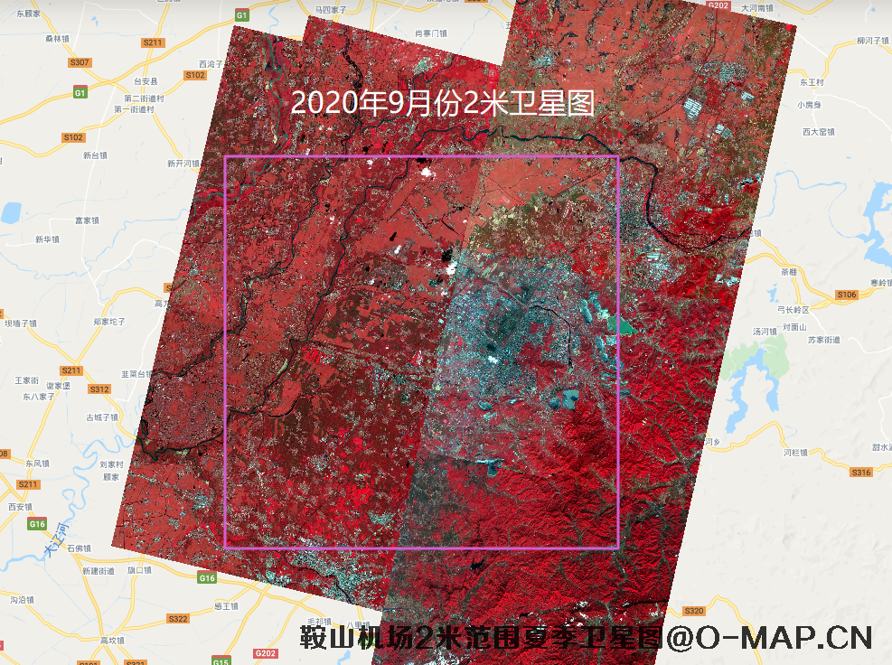 辽宁省鞍山机场2020年2米高分一号卫星图