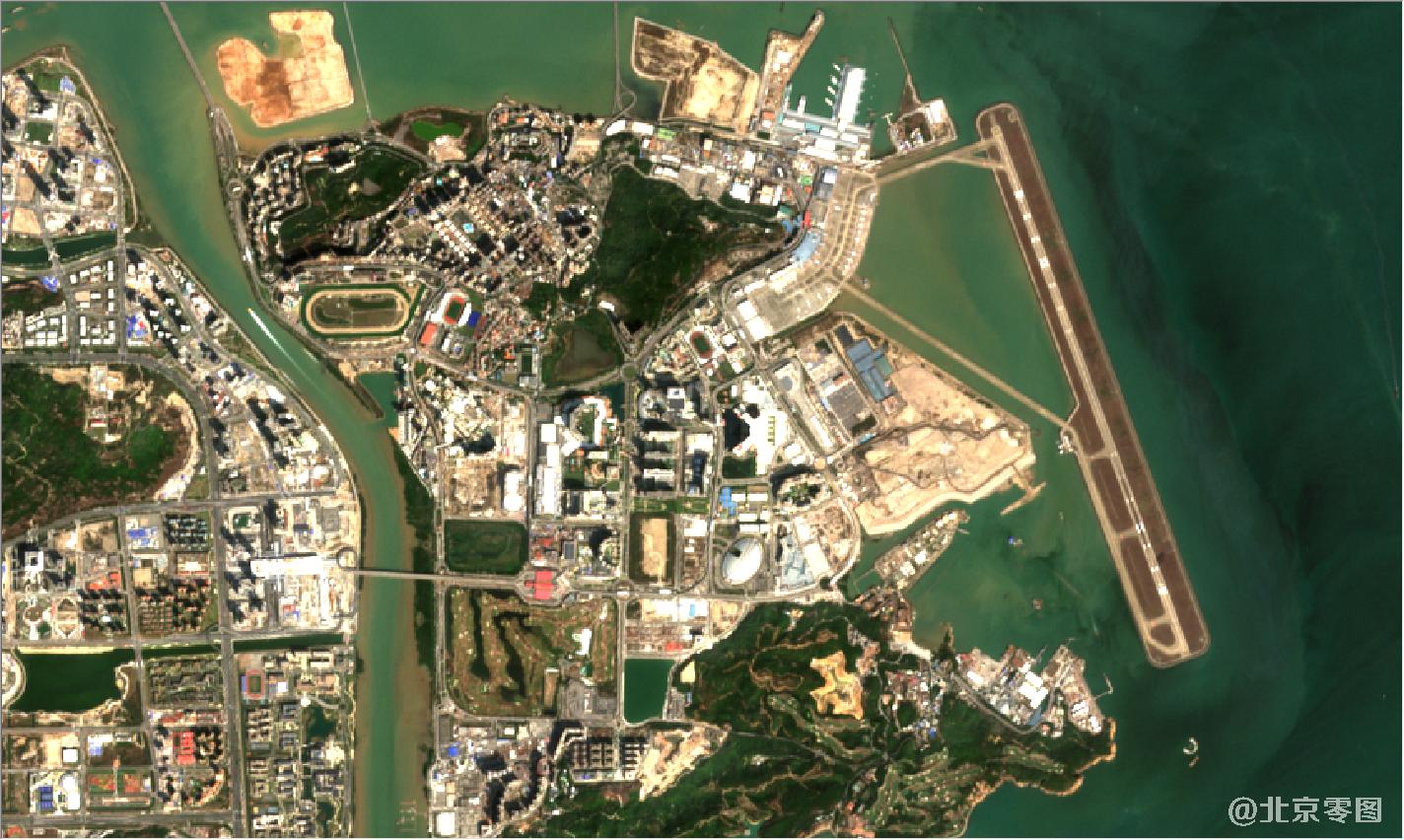 珠海市和澳门地区2021年2月份卫星地图