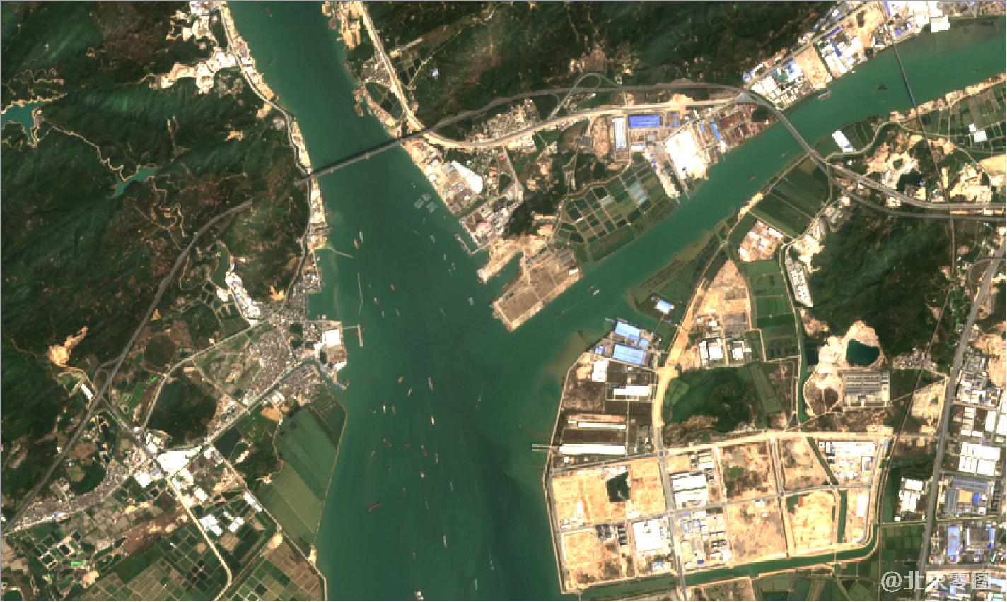 珠海市和澳门地区2021年2月份卫星地图