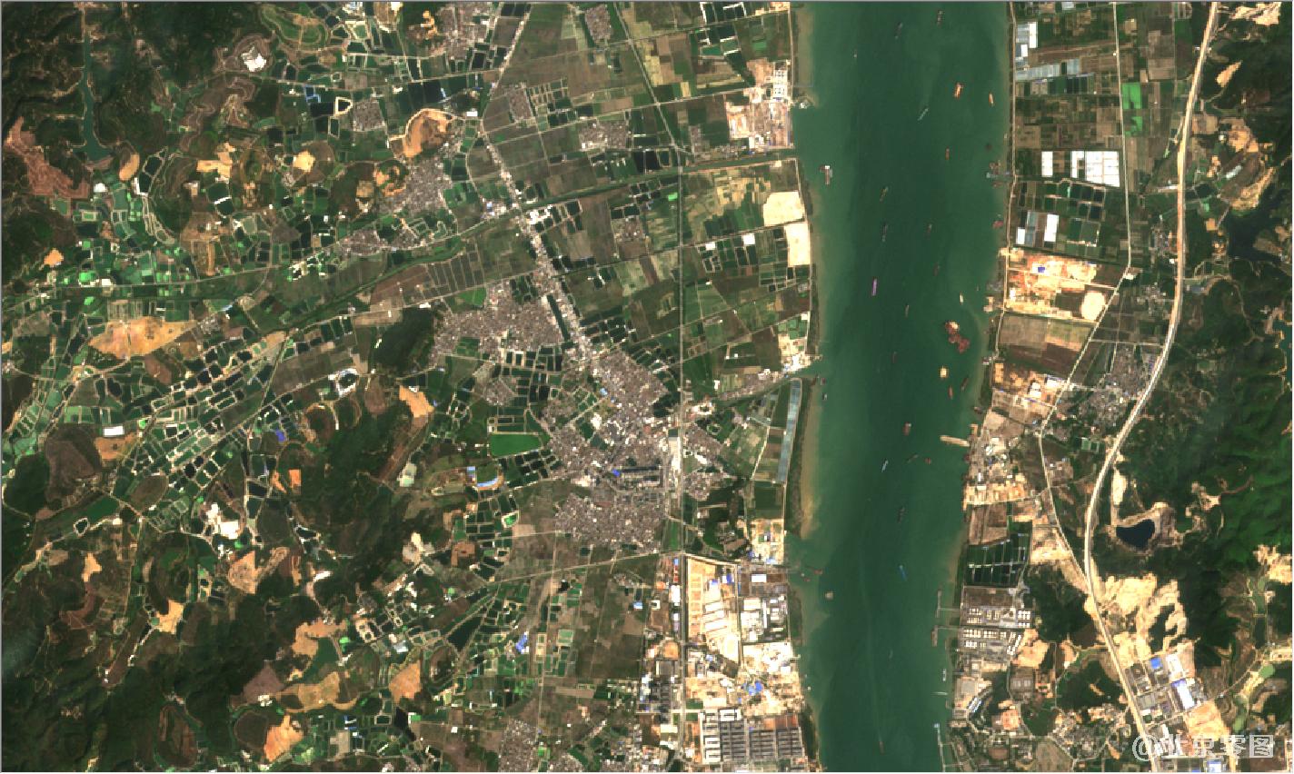 珠海市和澳门地区2021年2月份卫星地图
