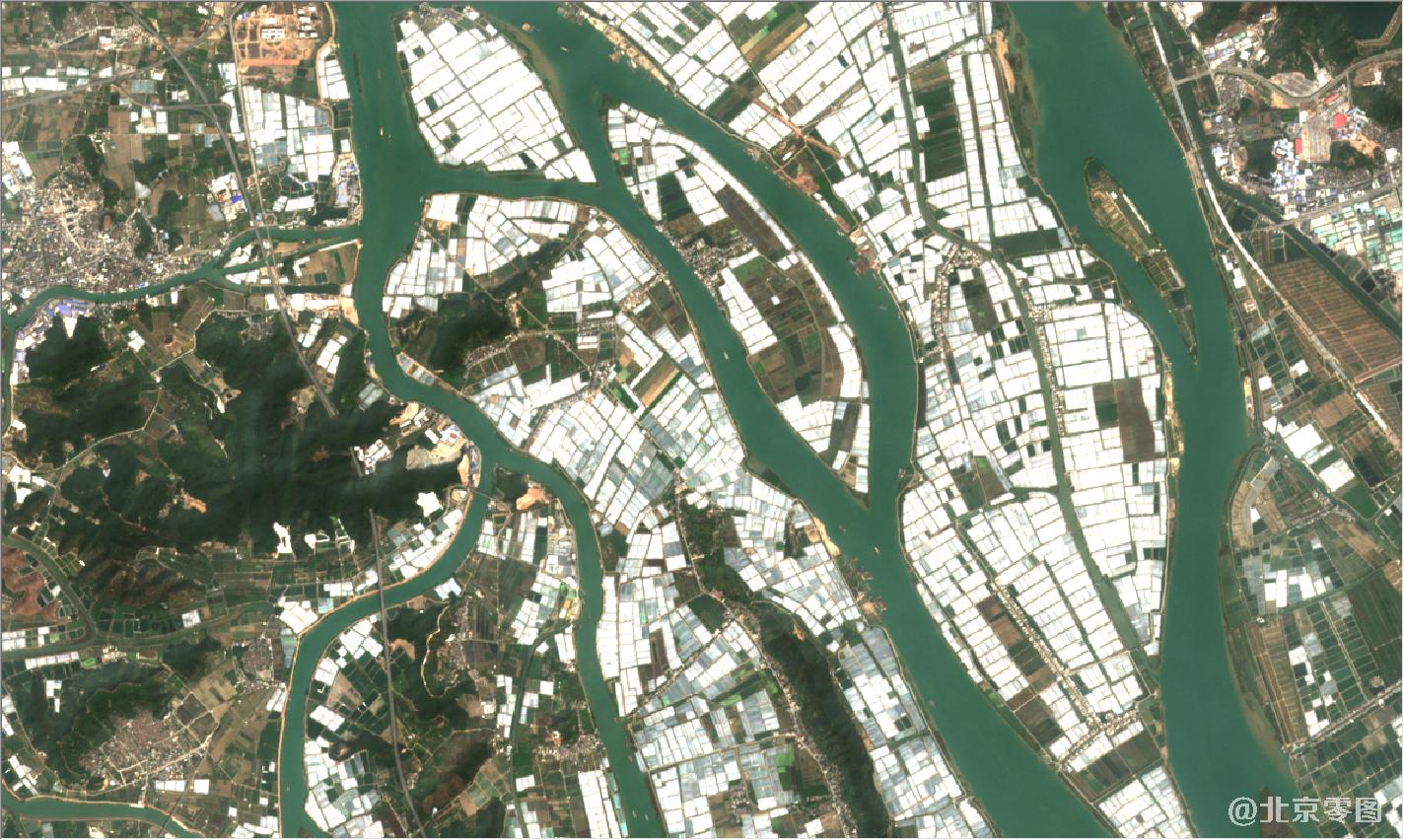 珠海市和澳门地区2021年2月份卫星地图
