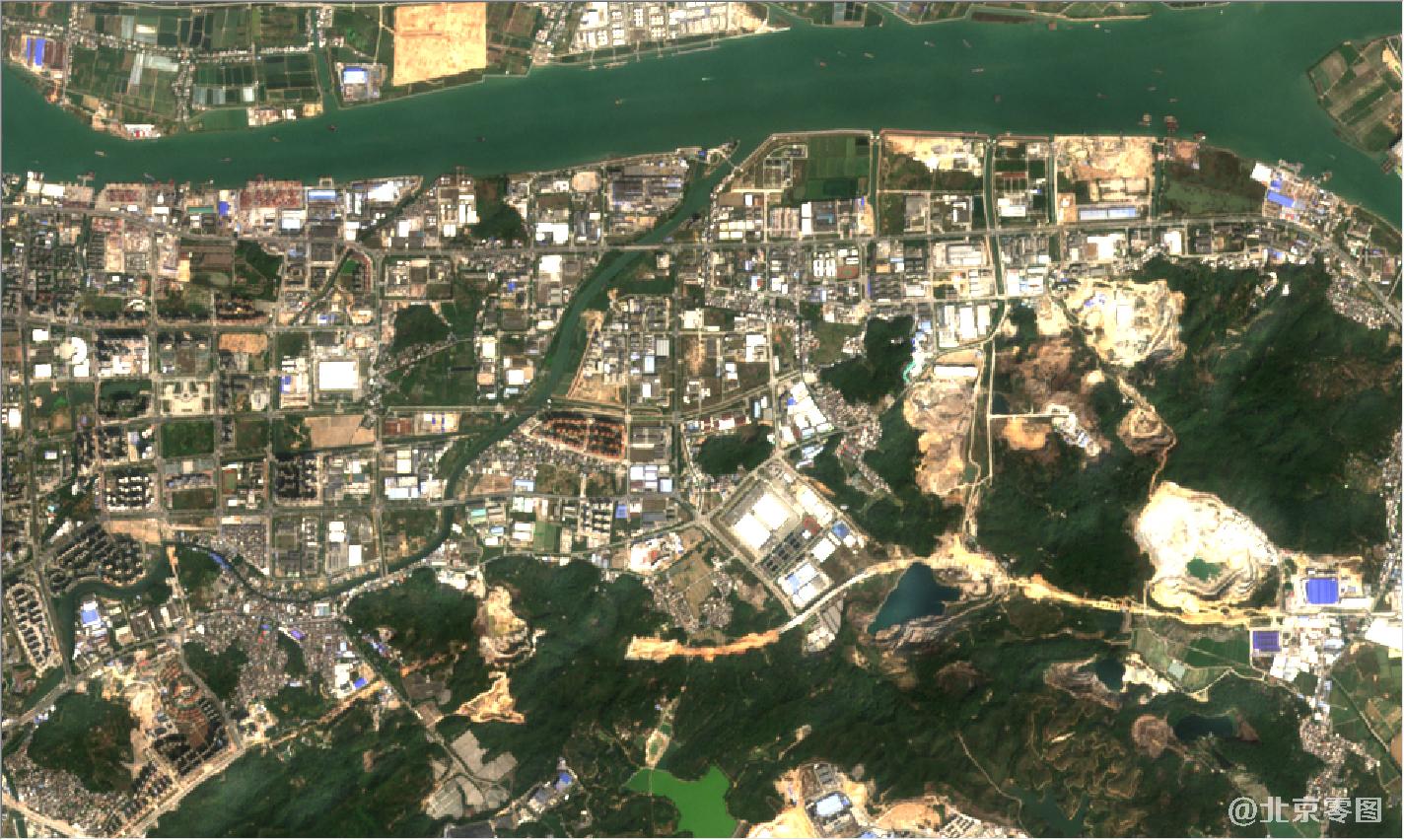 珠海市和澳门地区2021年2月份卫星地图