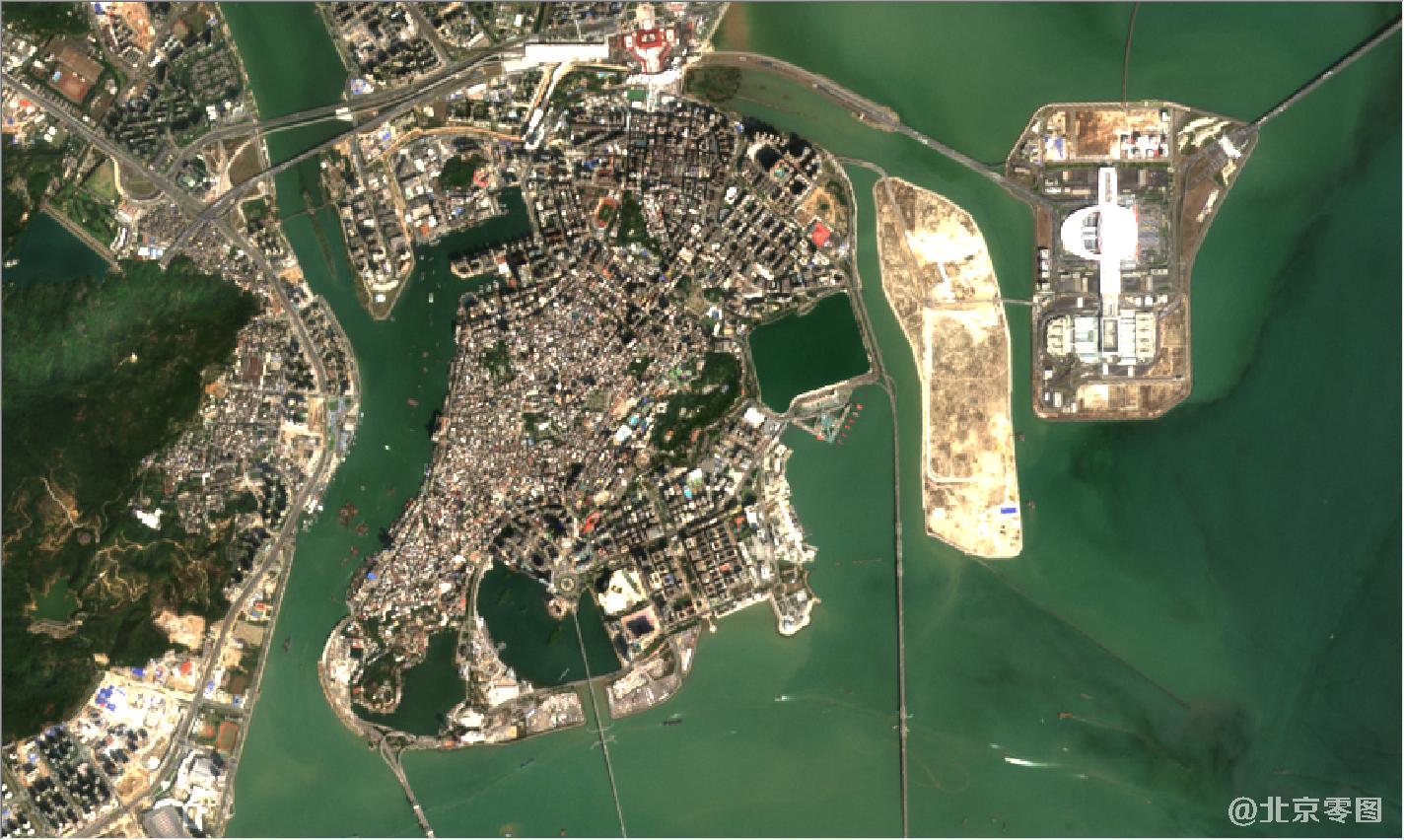 珠海市和澳门地区2021年2月份卫星地图