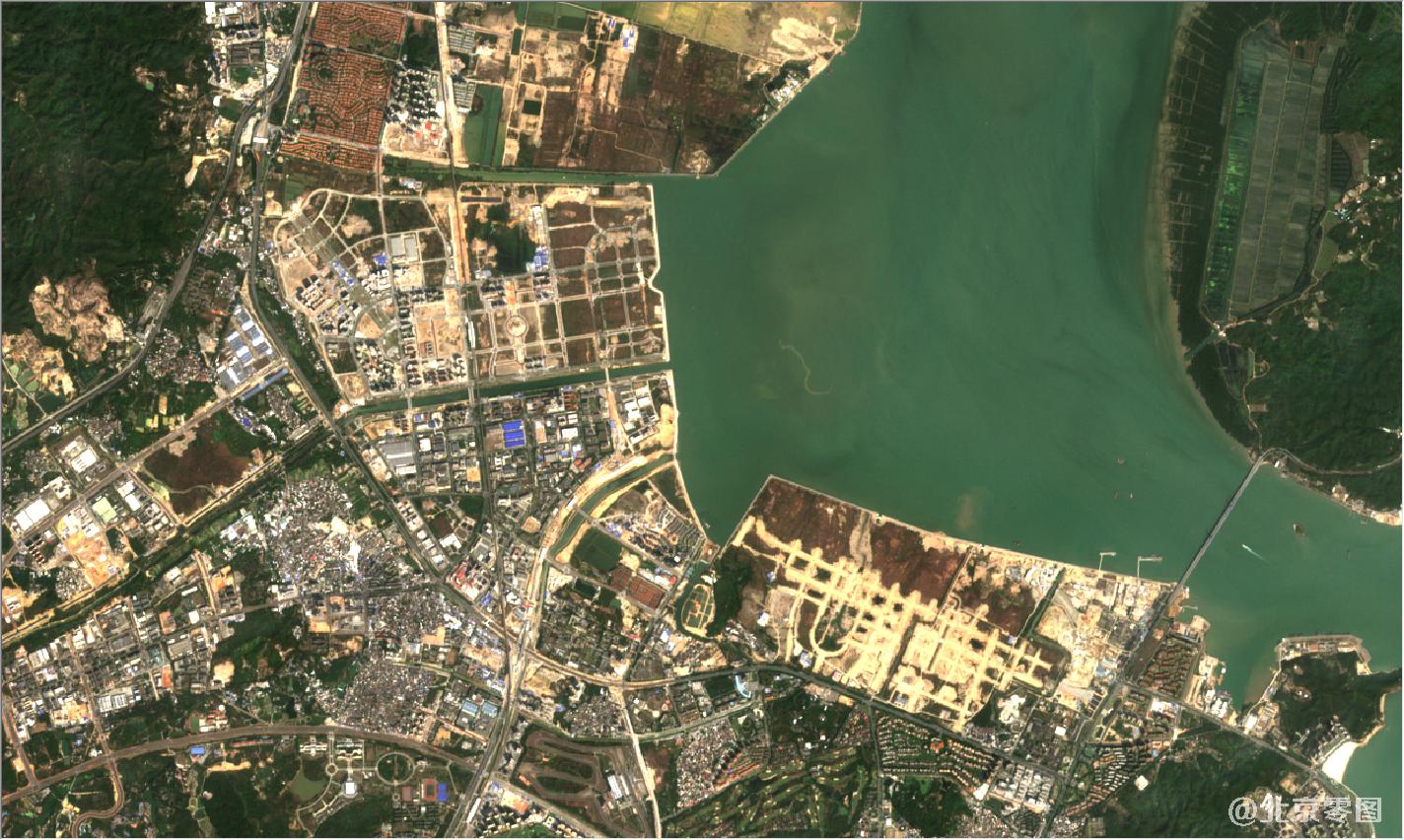 珠海市和澳门地区2021年2月份卫星地图