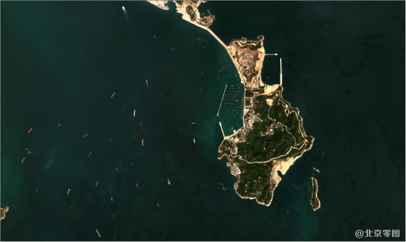 珠海市和澳门地区2021年2月份卫星地图