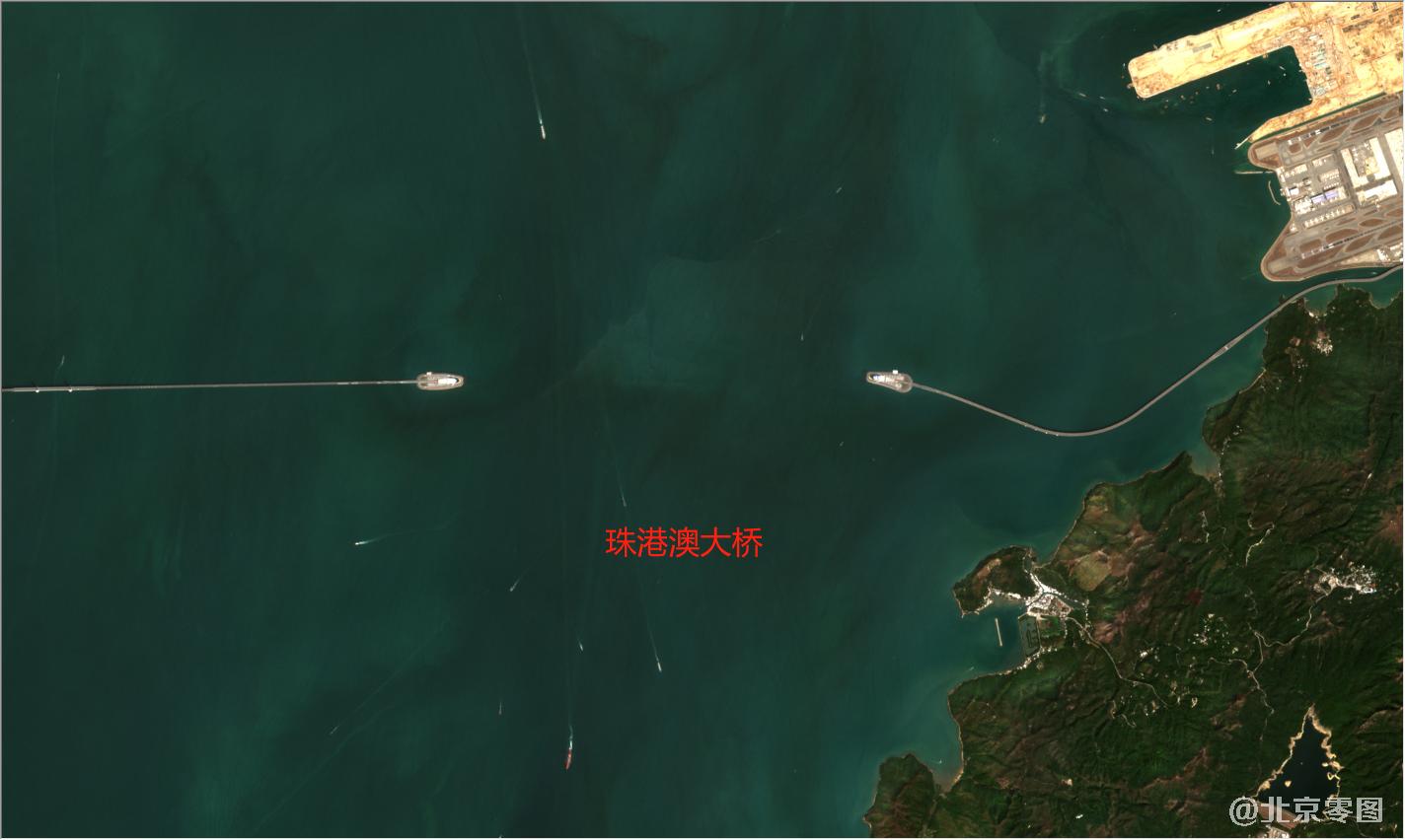 珠海市和澳门地区2021年2月份卫星地图