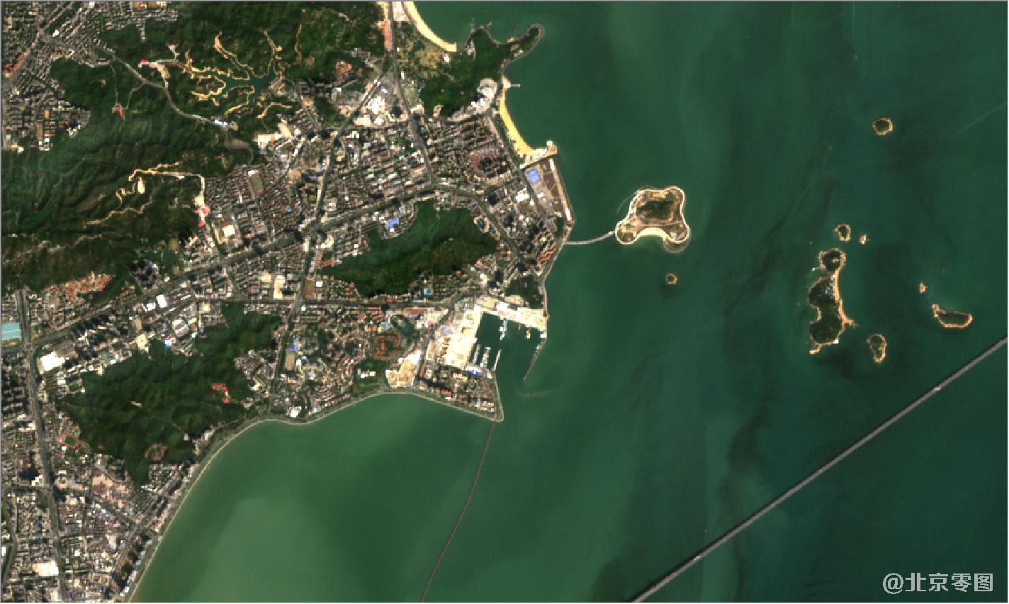 珠海市和澳门地区2021年2月份卫星地图