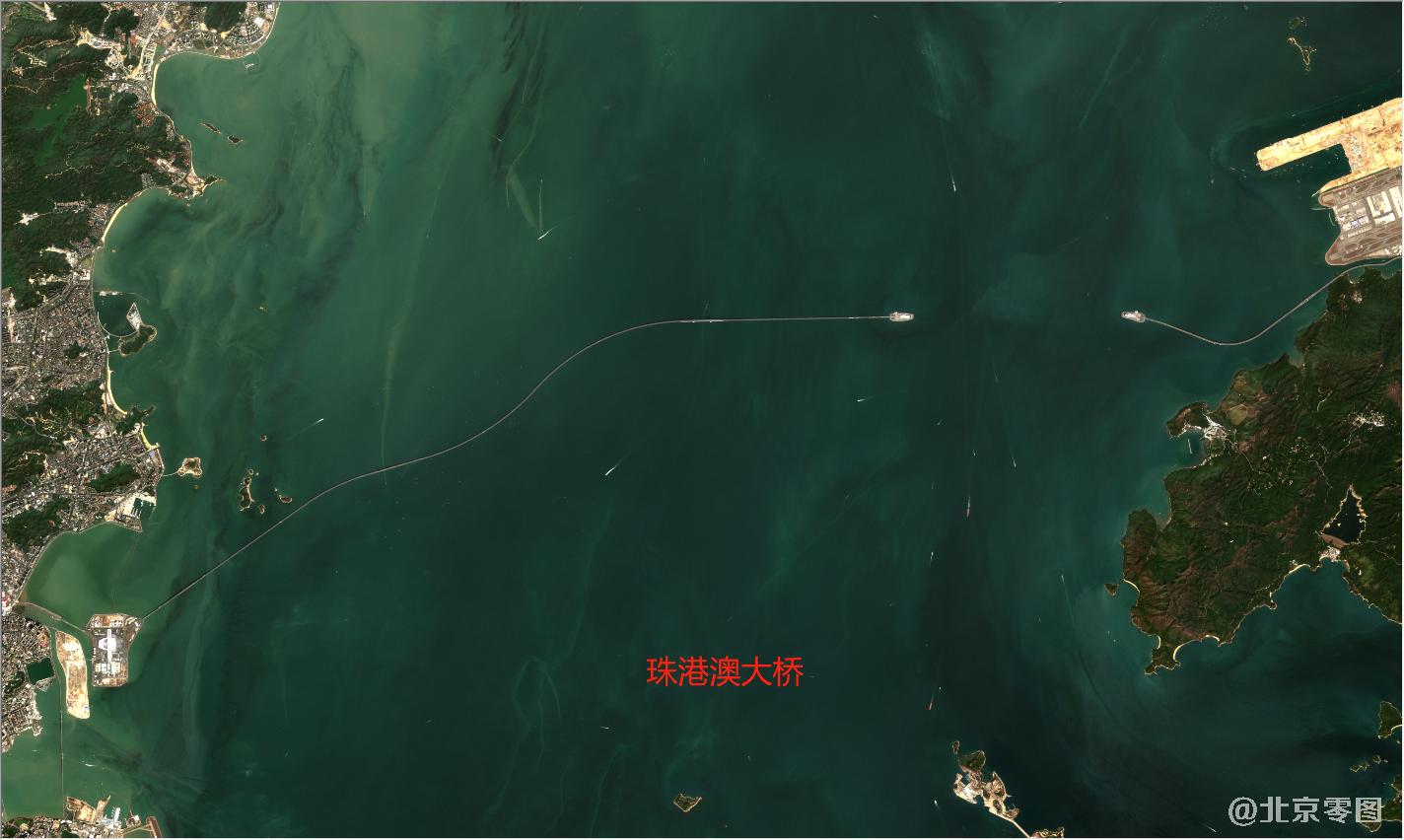 珠海市和澳门地区2021年2月份卫星地图