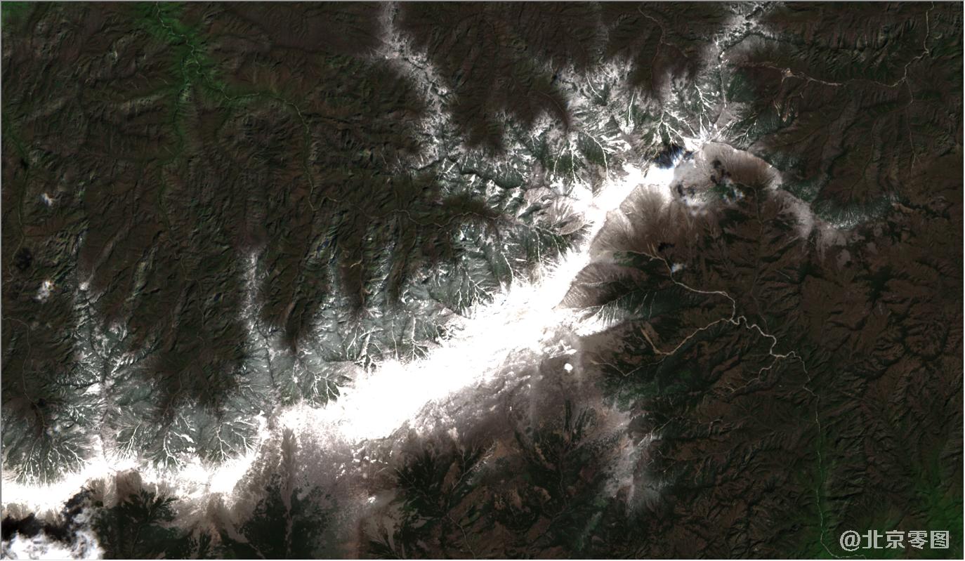 秦岭鳌山与太白山山脉2021年最新卫星图