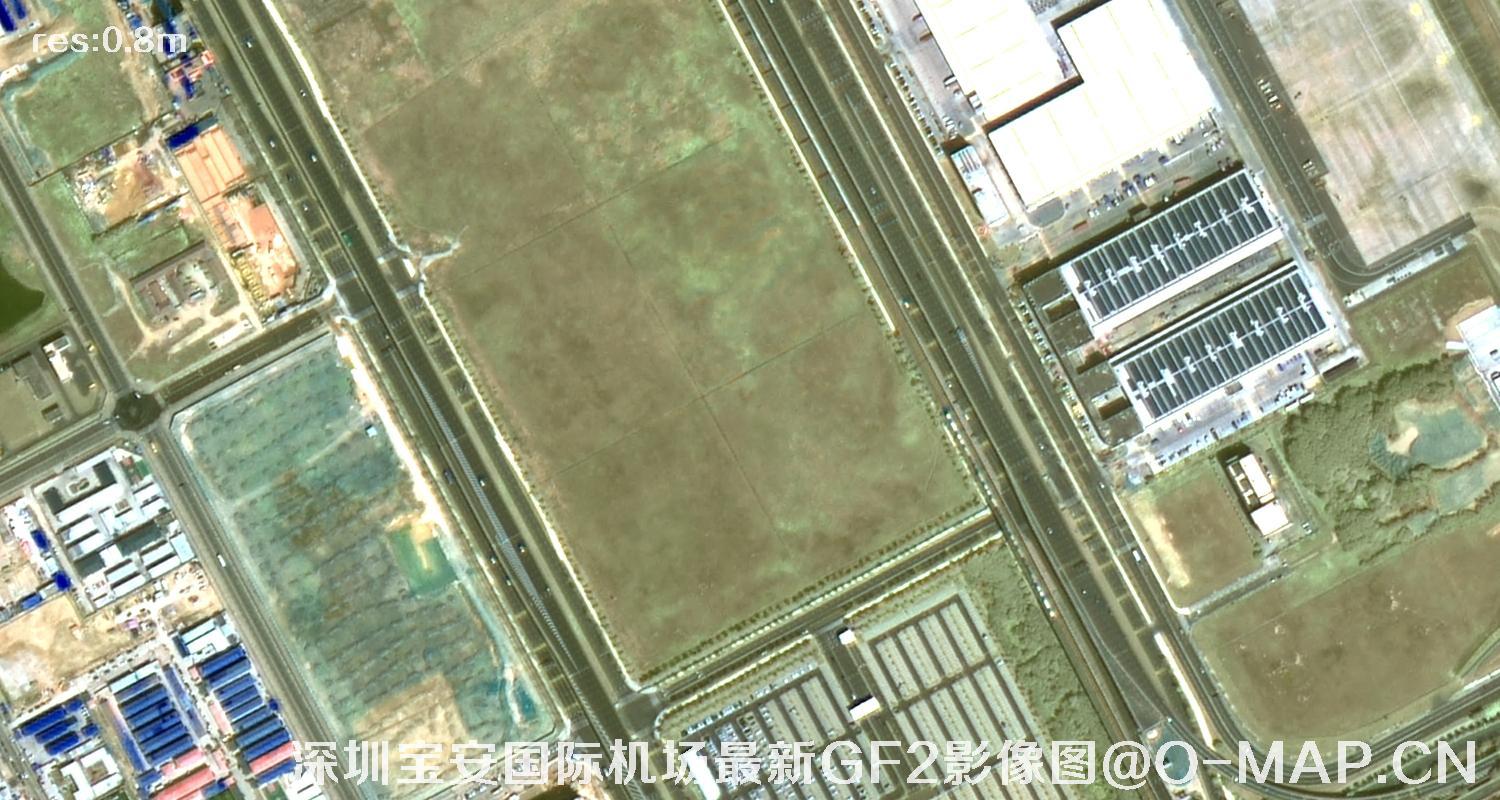 广东省深圳宝安国际机场周边最新高分二号卫星影像图