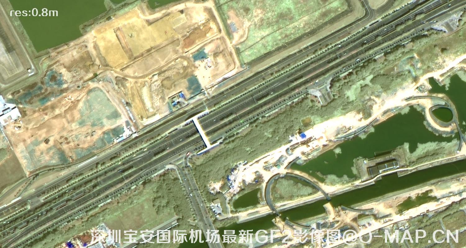 广东省深圳宝安国际机场周边最新高分二号卫星影像图