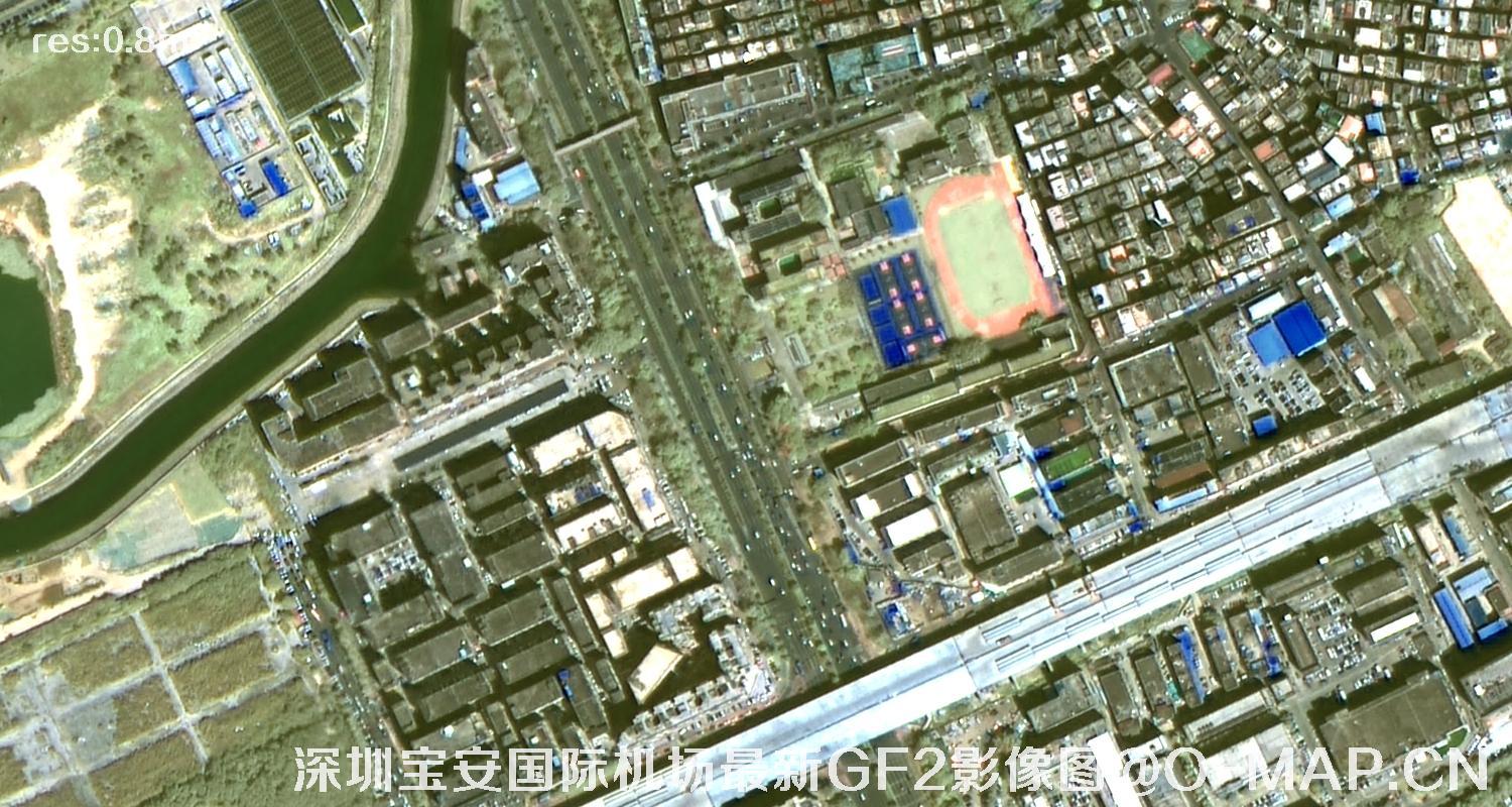 广东省深圳宝安国际机场周边最新高分二号卫星影像图