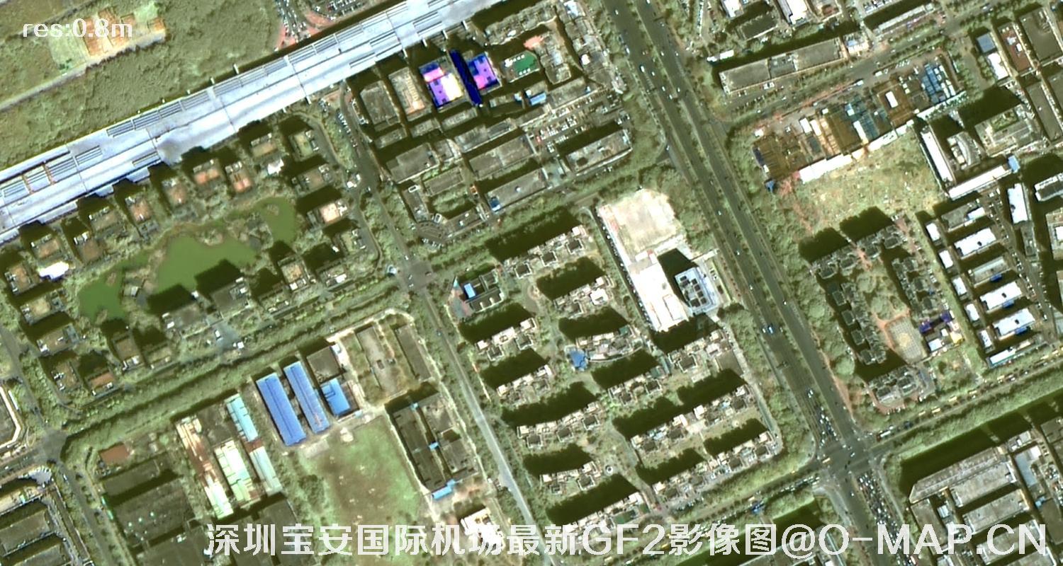 广东省深圳宝安国际机场周边最新高分二号卫星影像图