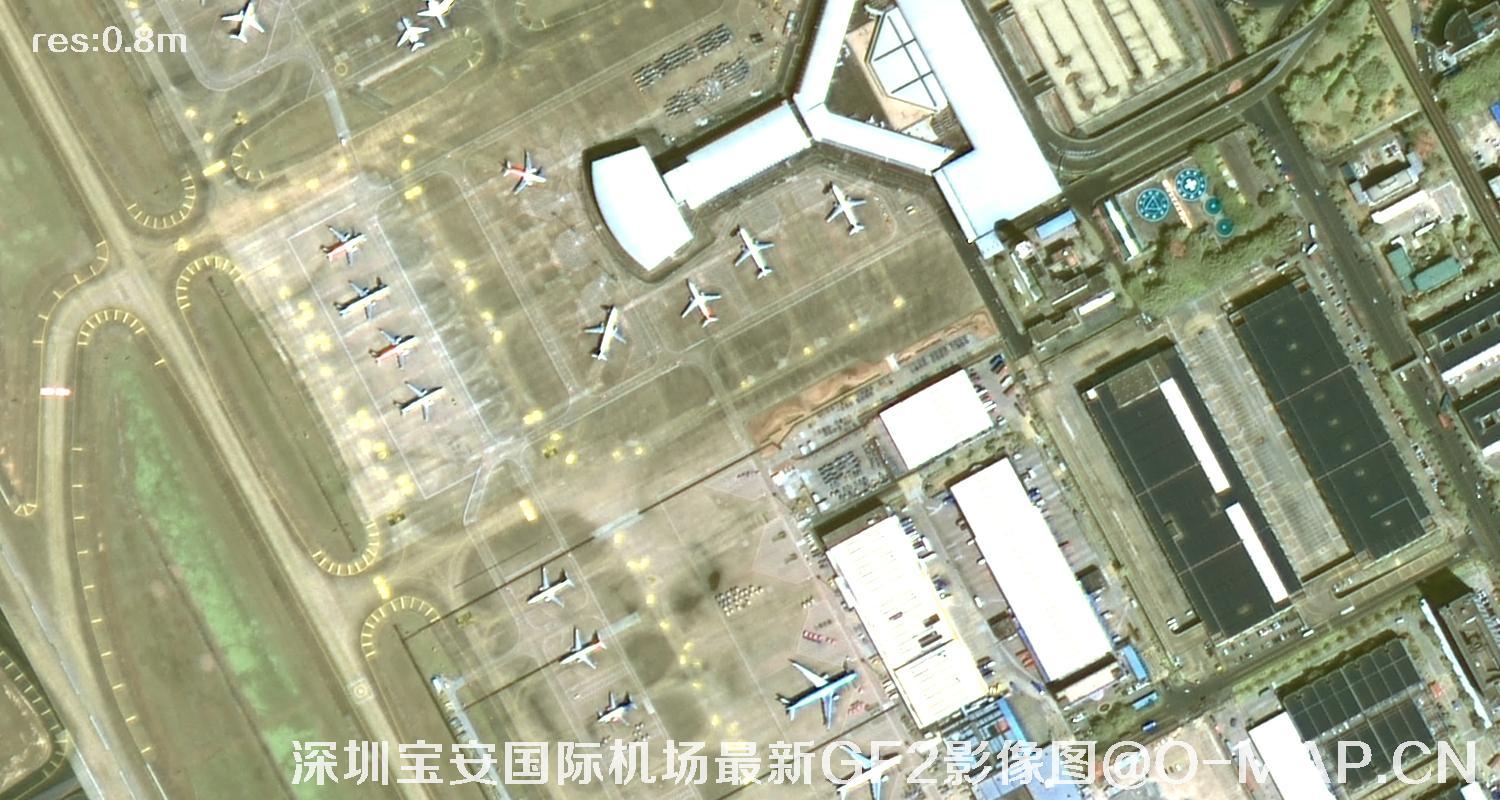广东省深圳宝安国际机场周边最新高分二号卫星影像图