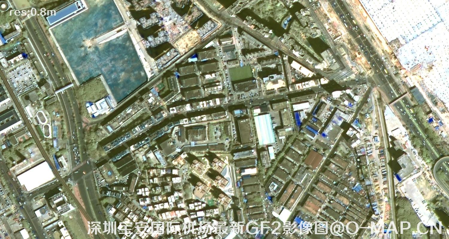 广东省深圳宝安国际机场周边最新高分二号卫星影像图