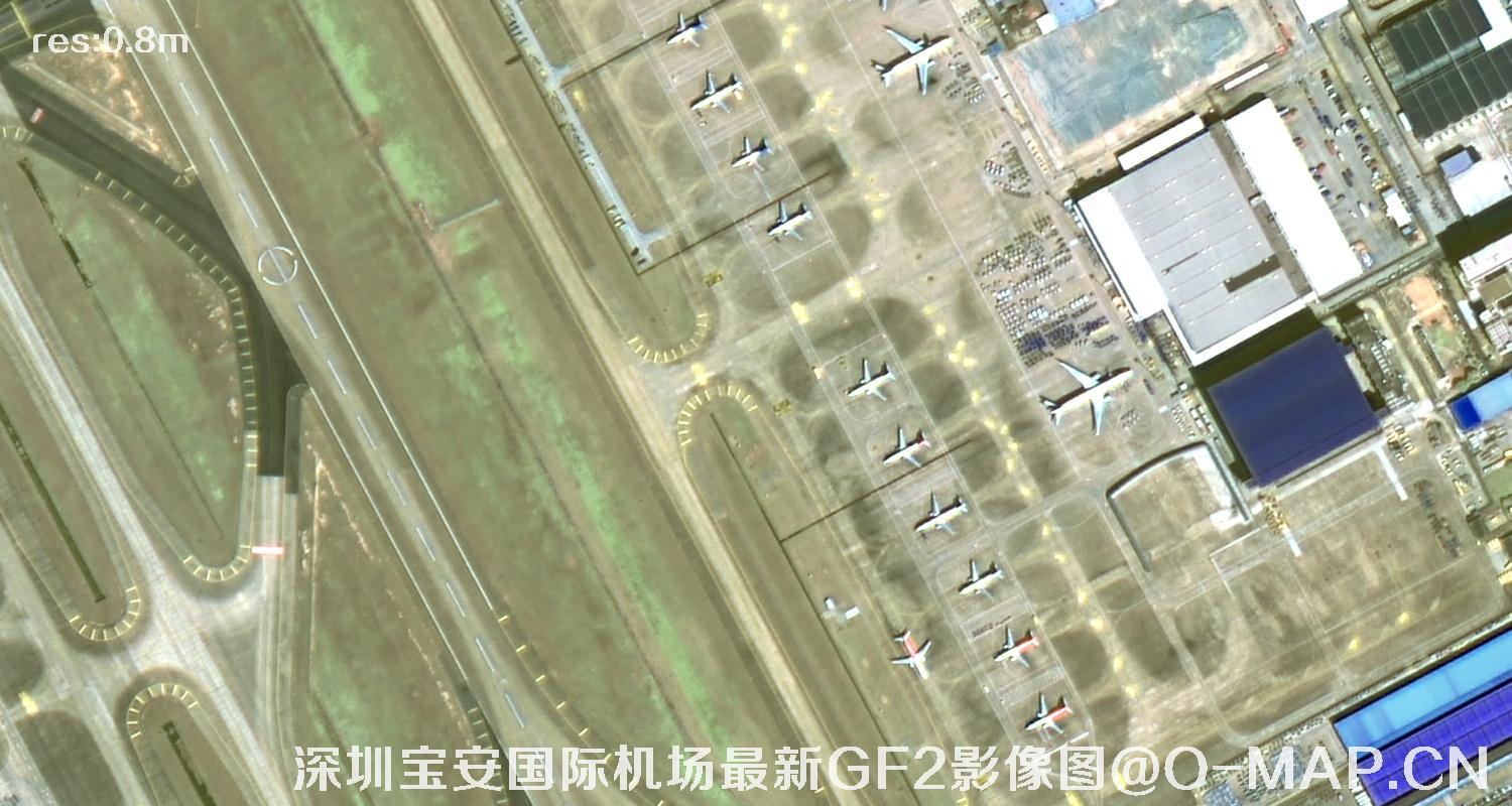 广东省深圳宝安国际机场周边最新高分二号卫星影像图