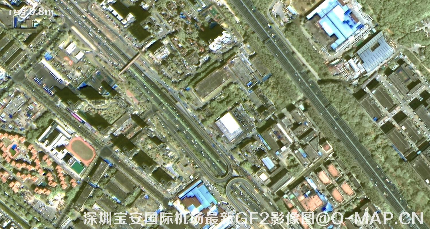 广东省深圳宝安国际机场周边最新高分二号卫星影像图