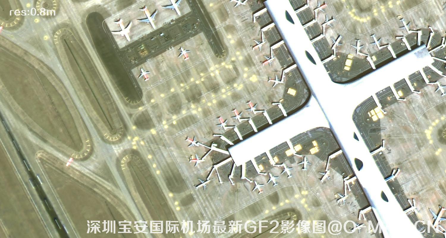 广东省深圳宝安国际机场周边最新高分二号卫星影像图