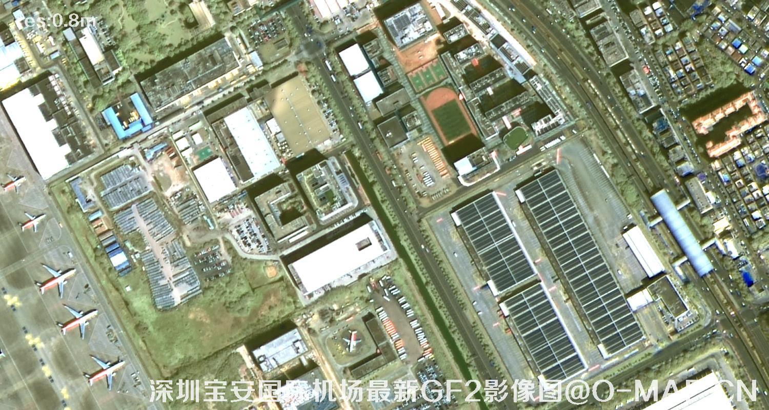 广东省深圳宝安国际机场周边最新高分二号卫星影像图