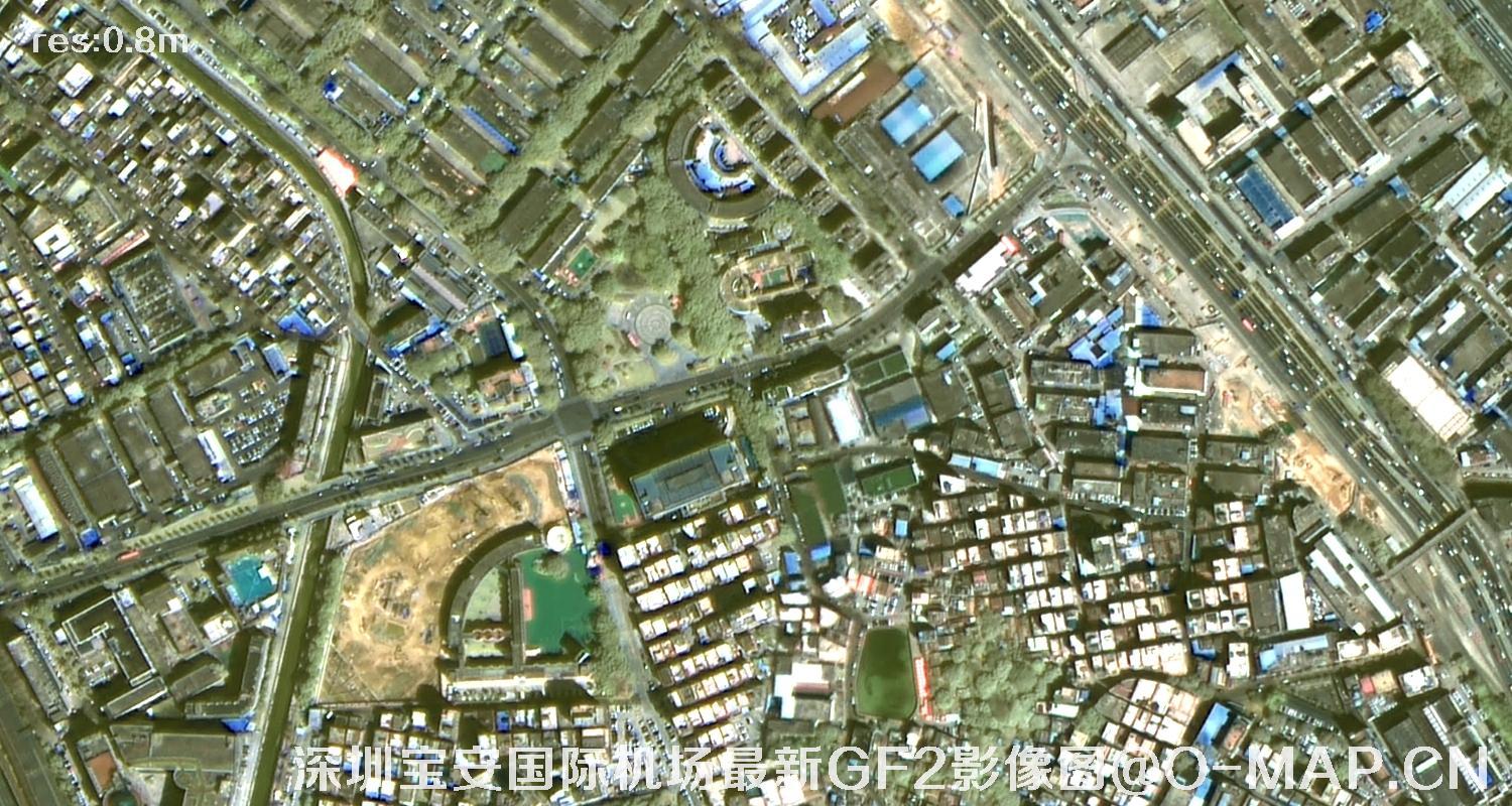 广东省深圳宝安国际机场周边最新高分二号卫星影像图