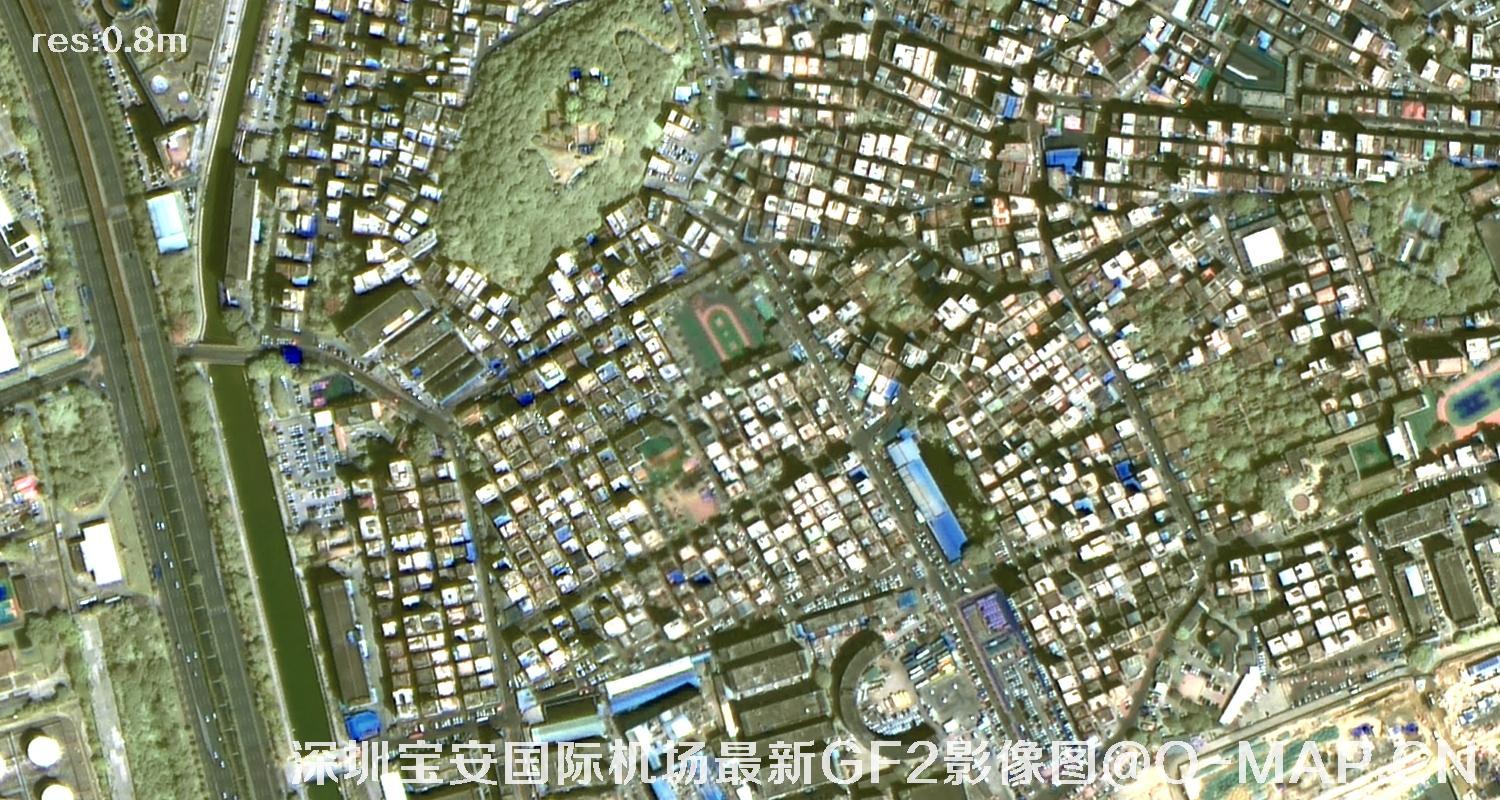 广东省深圳宝安国际机场周边最新高分二号卫星影像图