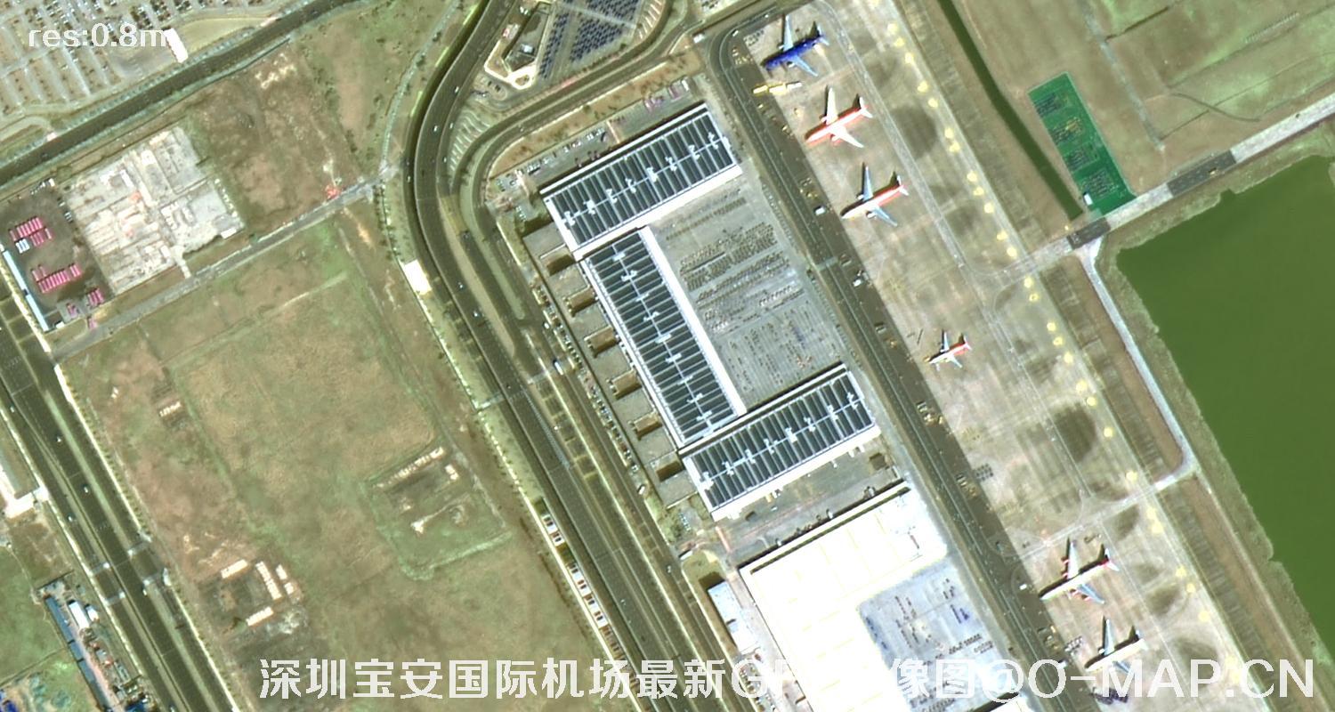广东省深圳宝安国际机场周边最新高分二号卫星影像图
