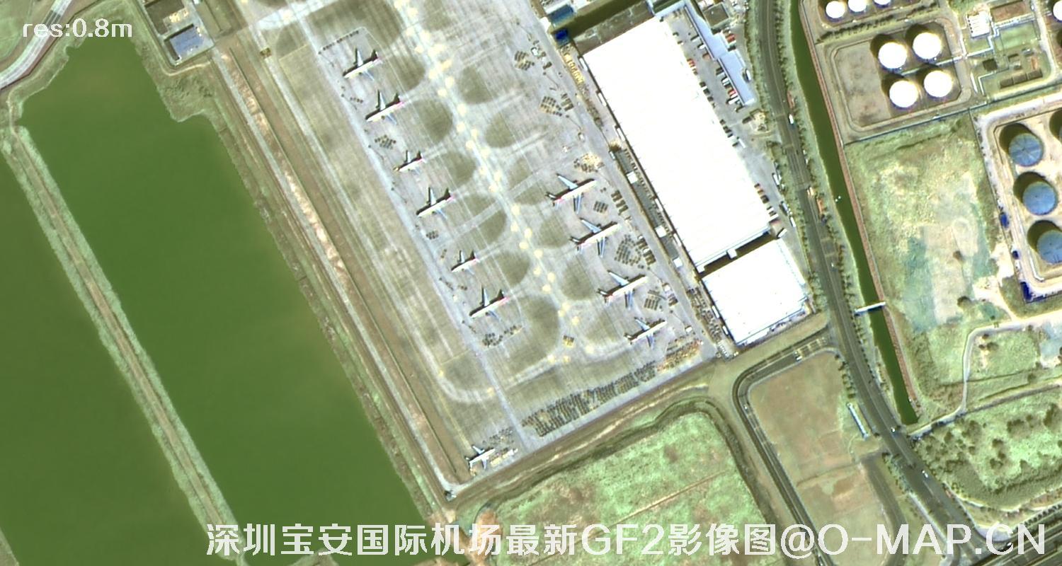 广东省深圳宝安国际机场周边最新高分二号卫星影像图