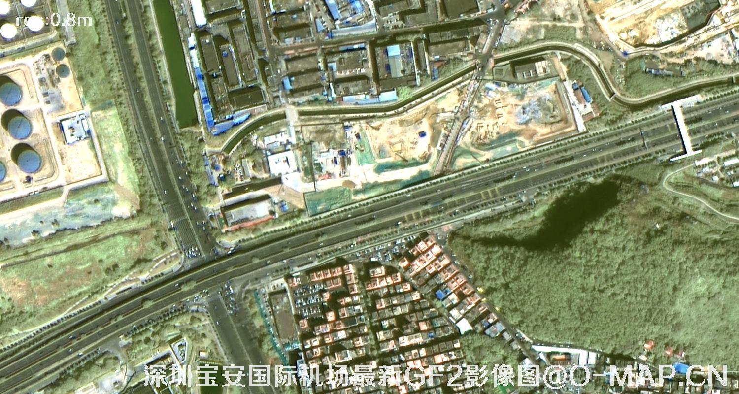 广东省深圳宝安国际机场周边最新高分二号卫星影像图