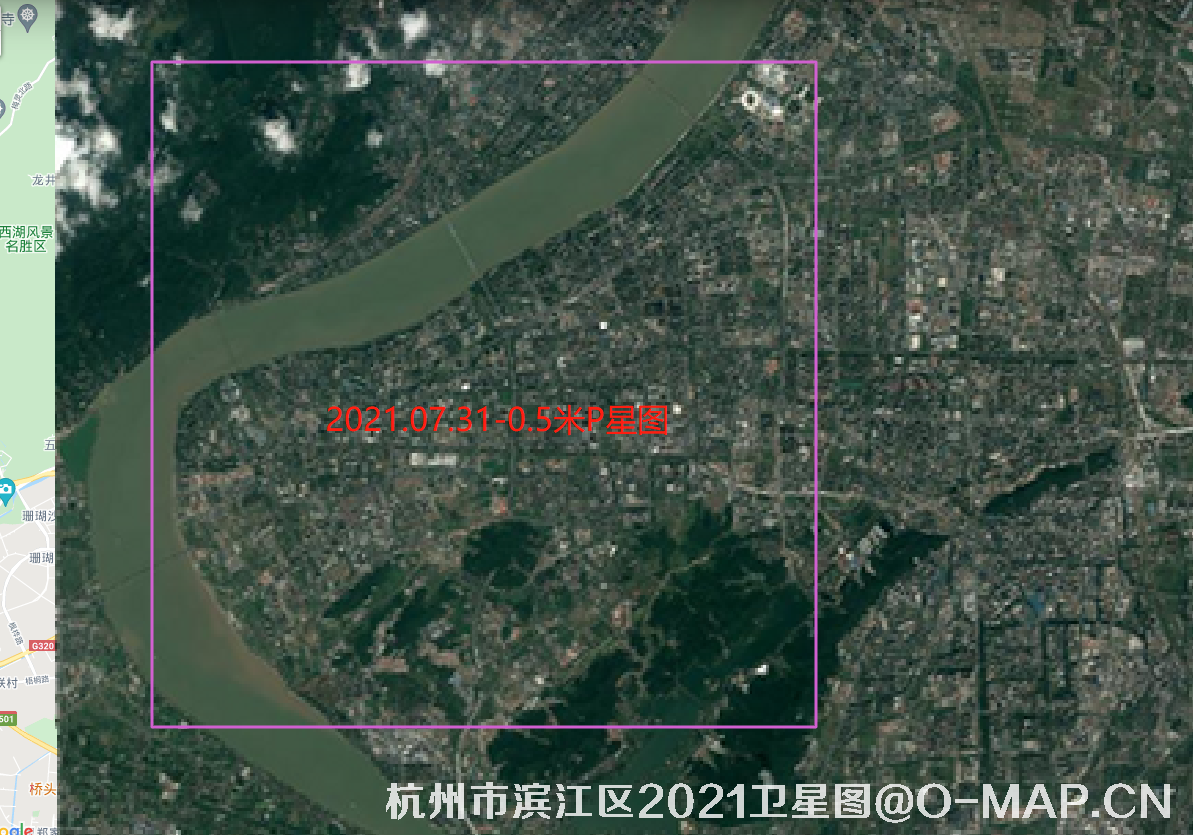 Pleiades卫星拍摄的浙江省杭州市滨江区2021年7月份0.5米卫星图
