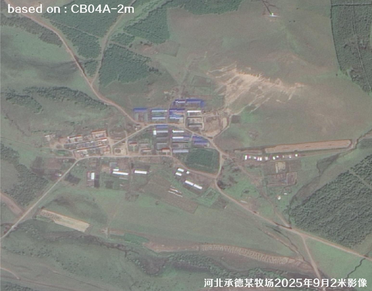 河北省承德市某牧场2025年9月2米CB04A卫星影像