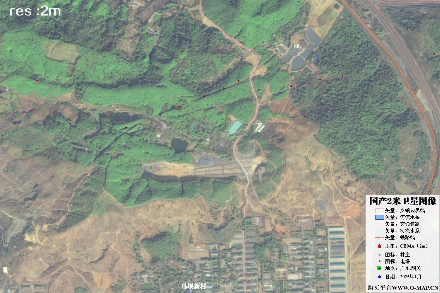 2米分辨率CB04A卫星2025年拍摄的广东省韶关市卫星图像