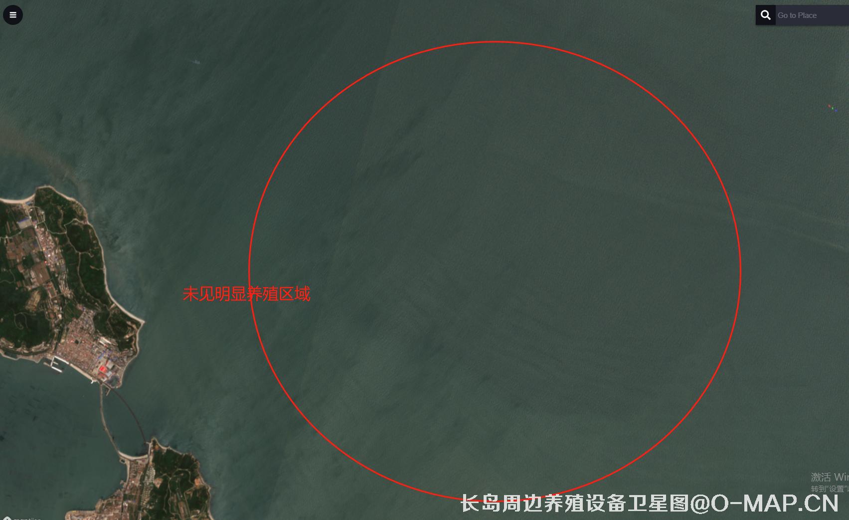 山东省烟台市长岛海域海产养殖阀架卫星影像图